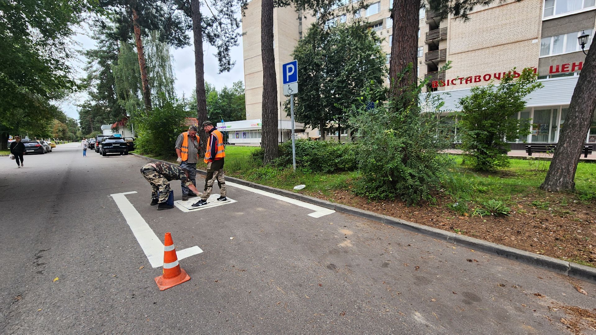 дорожная разметка, протвино, места для инвалидов,