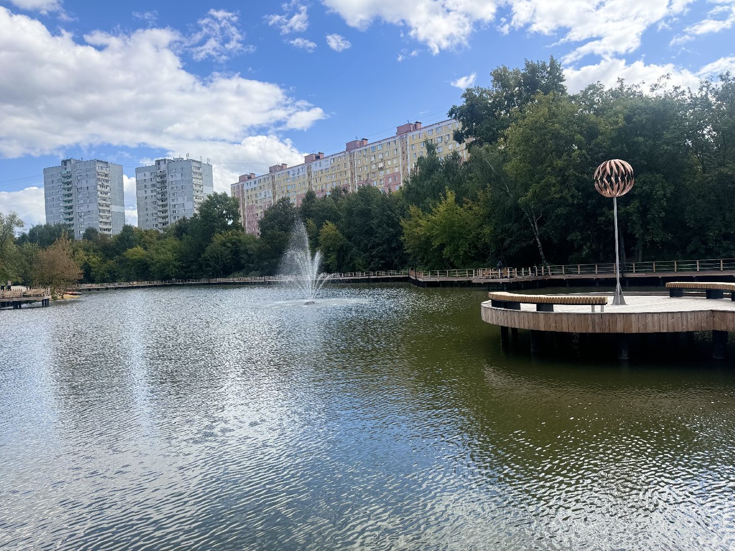 ленинский городской округ, малый тарычевский пруд, установка фонтана, плавающий фонтан,
