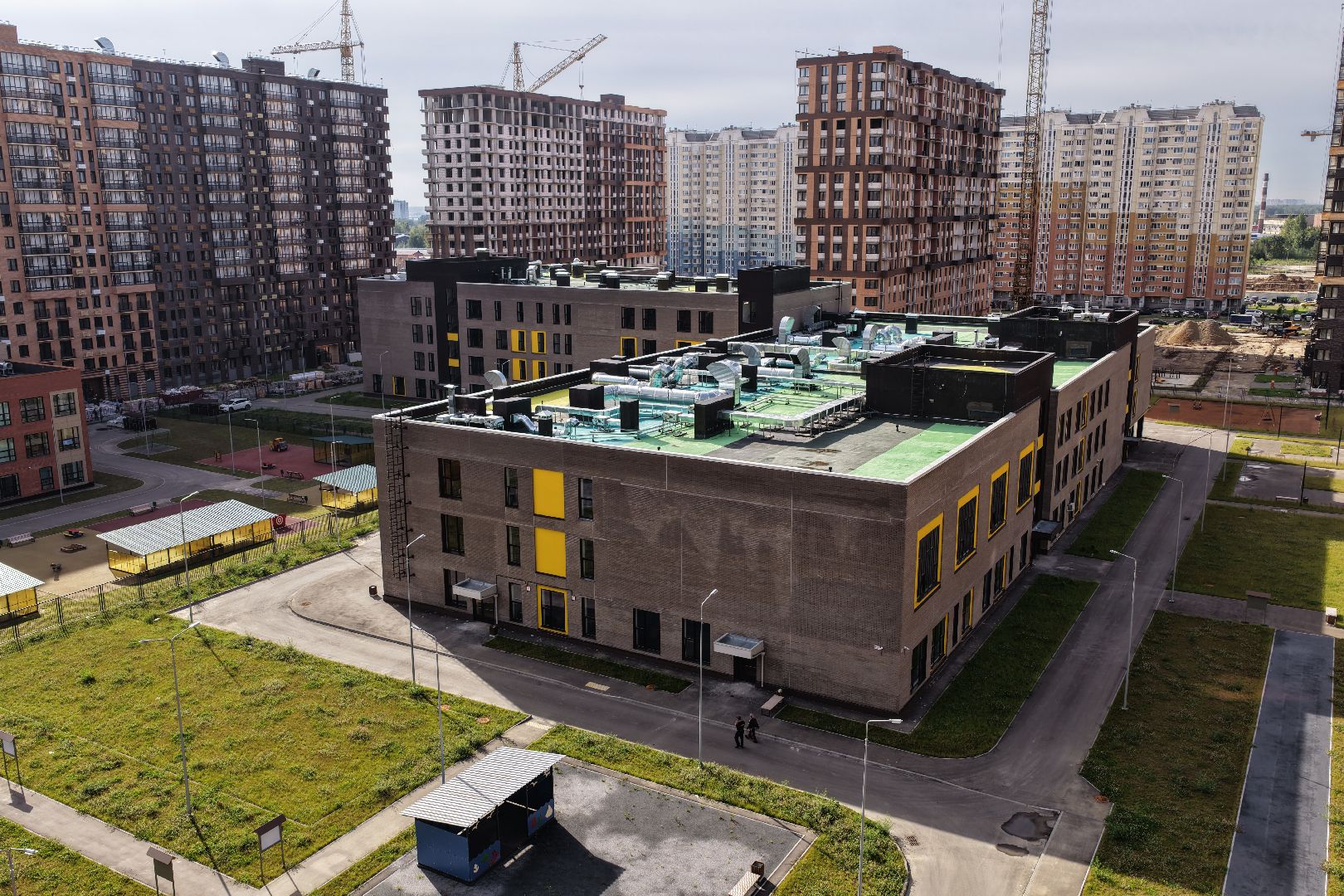 видео с коптера, новая школа в балашихе, школа в жк героев,