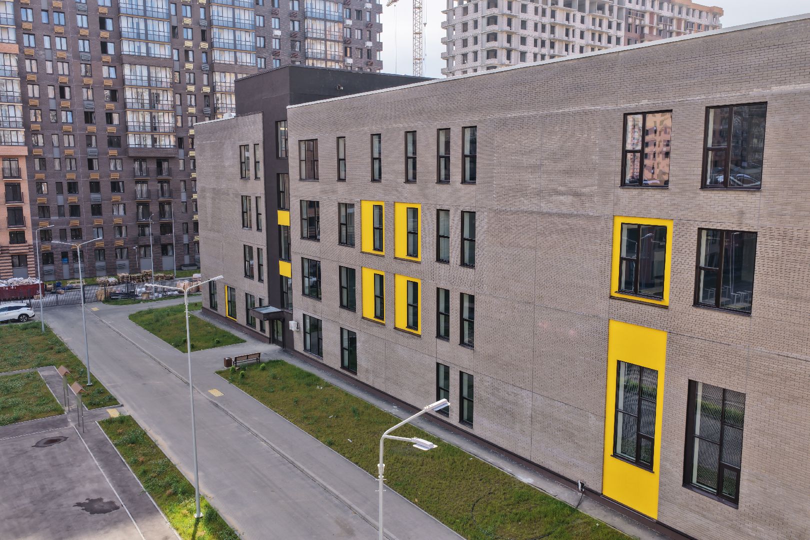 видео с коптера, новая школа в балашихе, школа в жк героев,