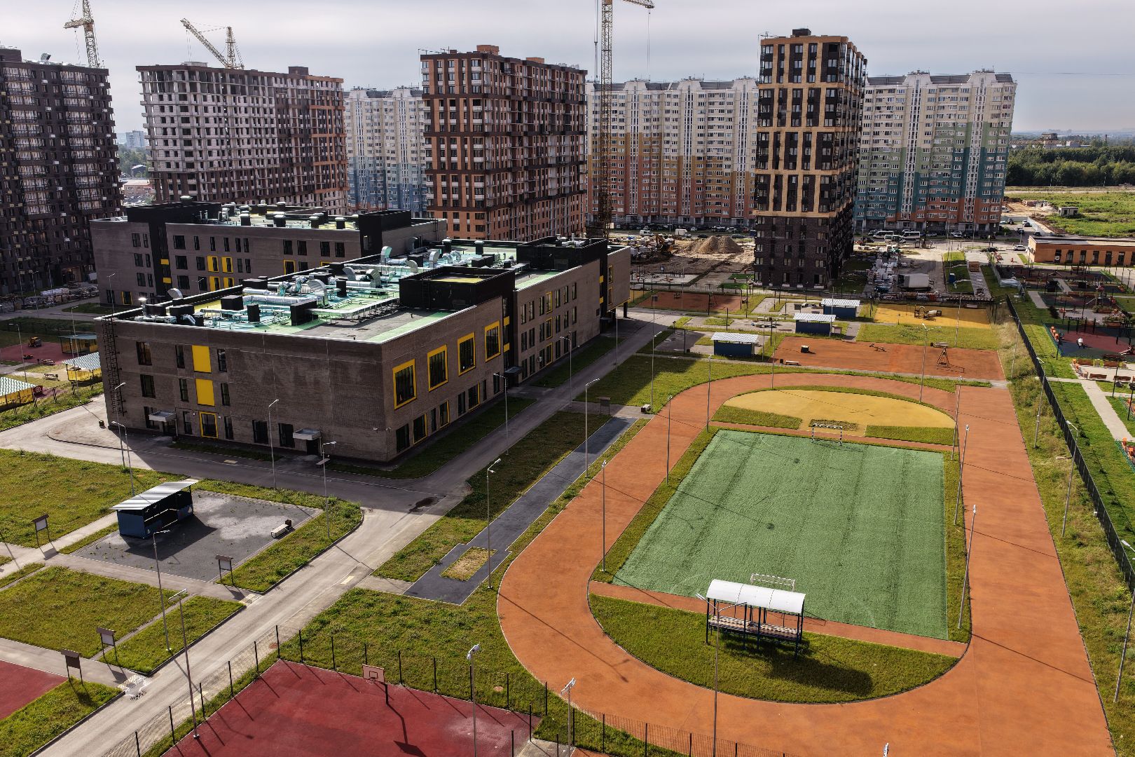 видео с коптера, новая школа в балашихе, школа в жк героев,