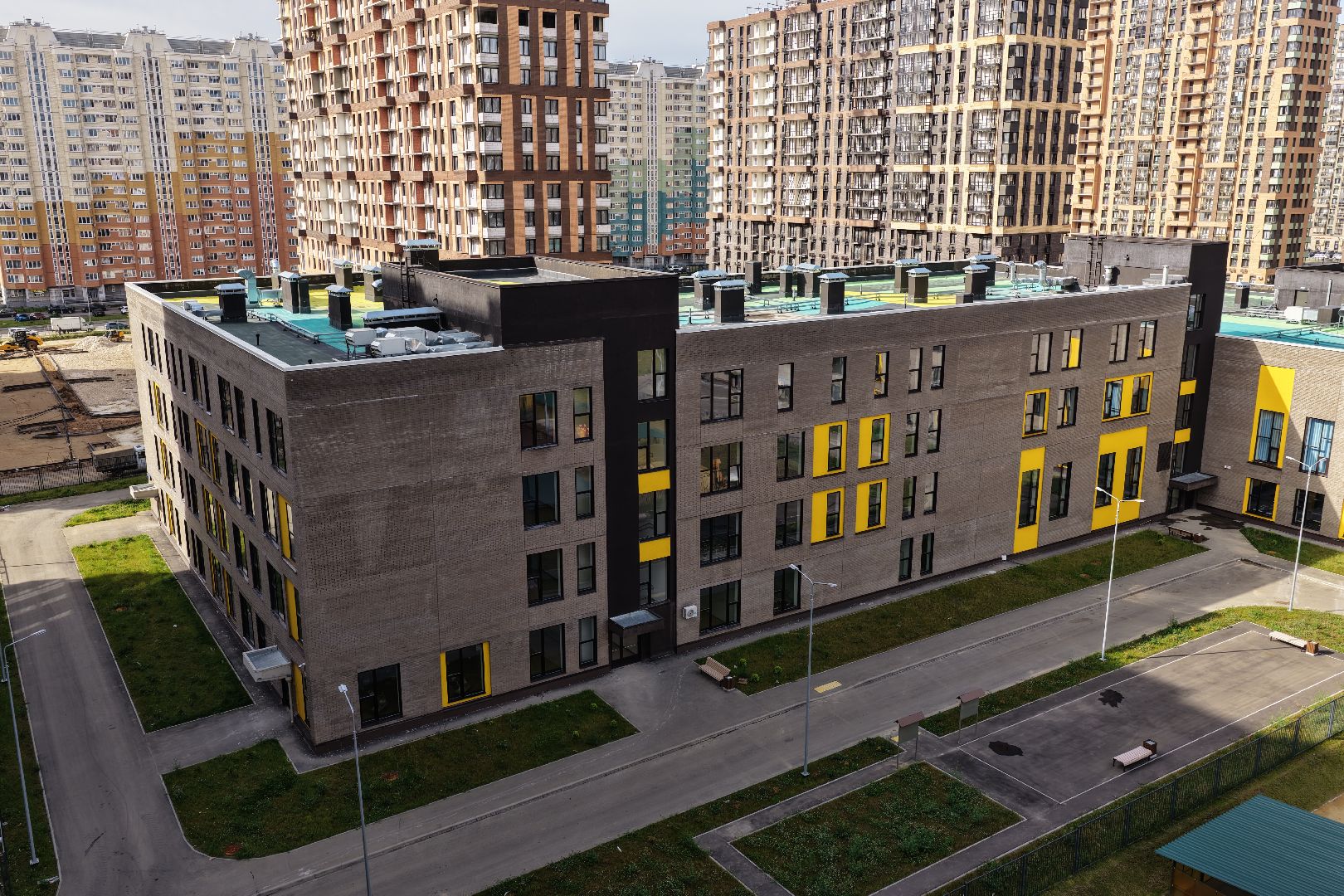 видео с коптера, новая школа в балашихе, школа в жк героев,