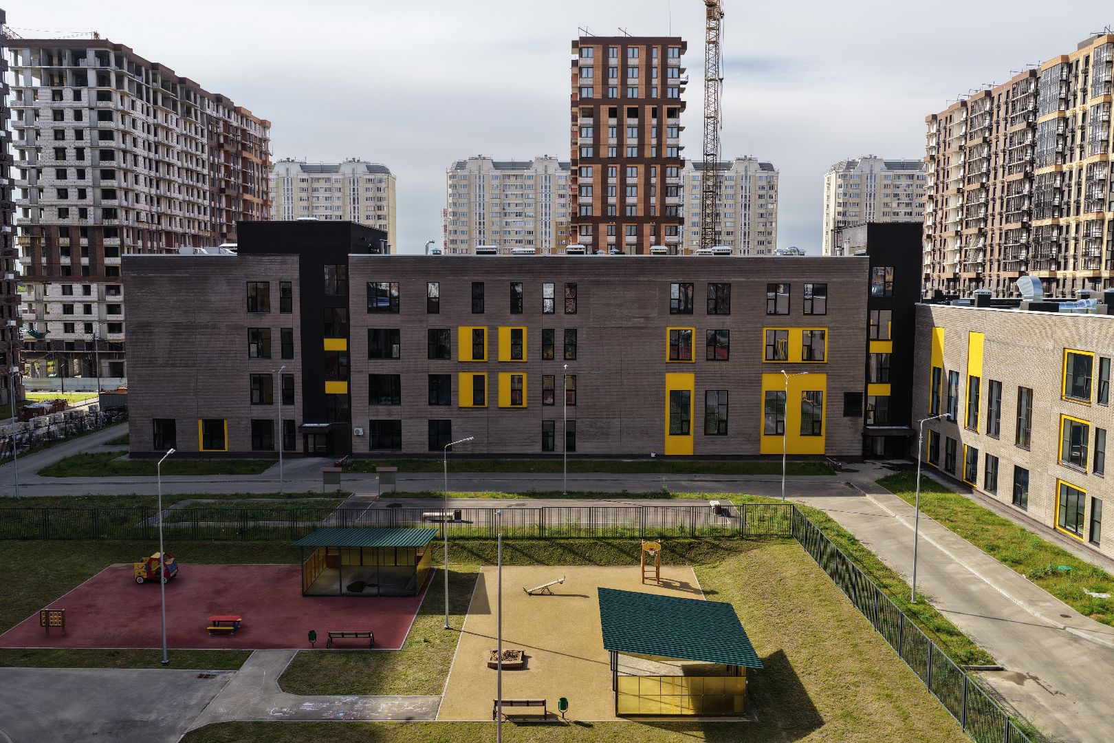 видео с коптера, новая школа в балашихе, школа в жк героев,