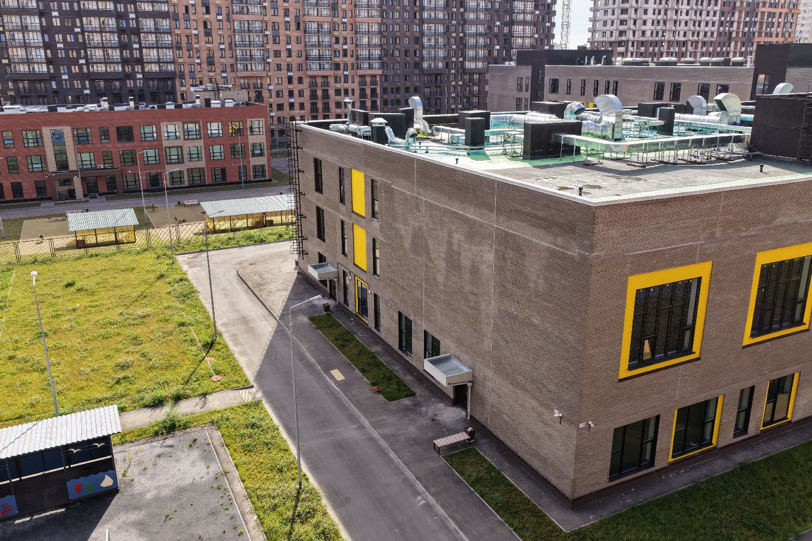 видео с коптера, новая школа в балашихе, школа в жк героев,