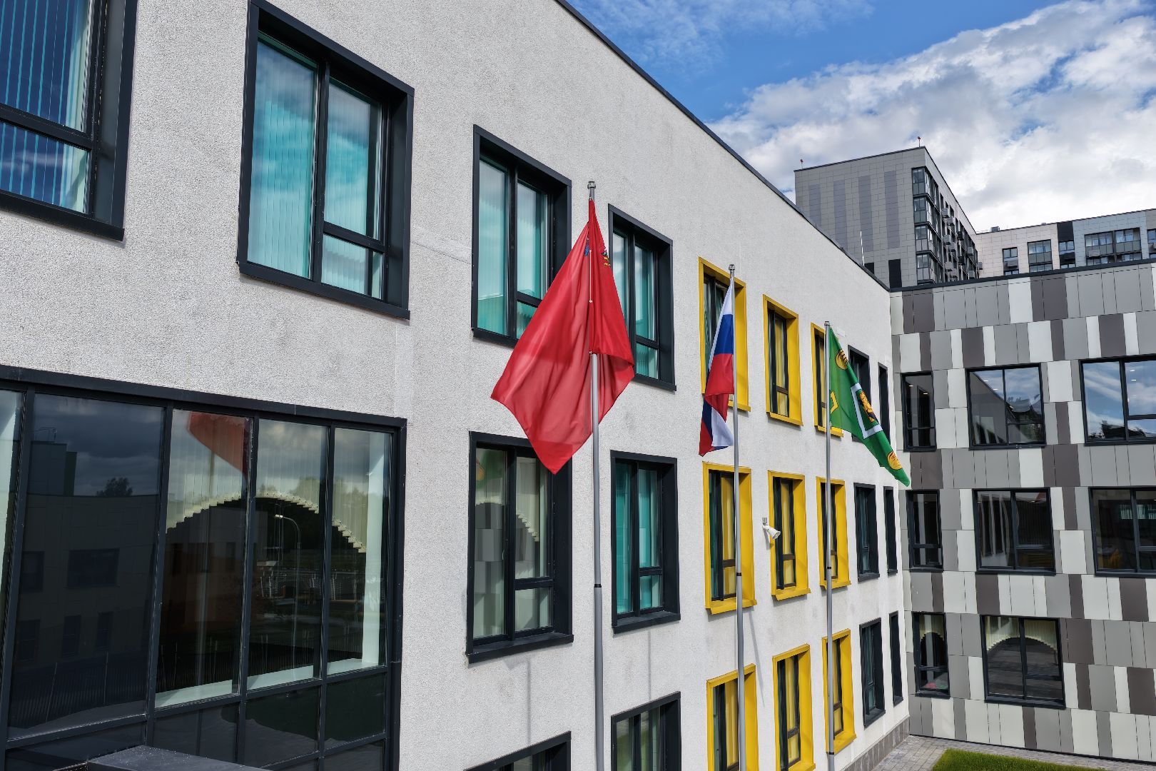 видео с коптера, школа пушкино, новая школа в жк новое пушкино,