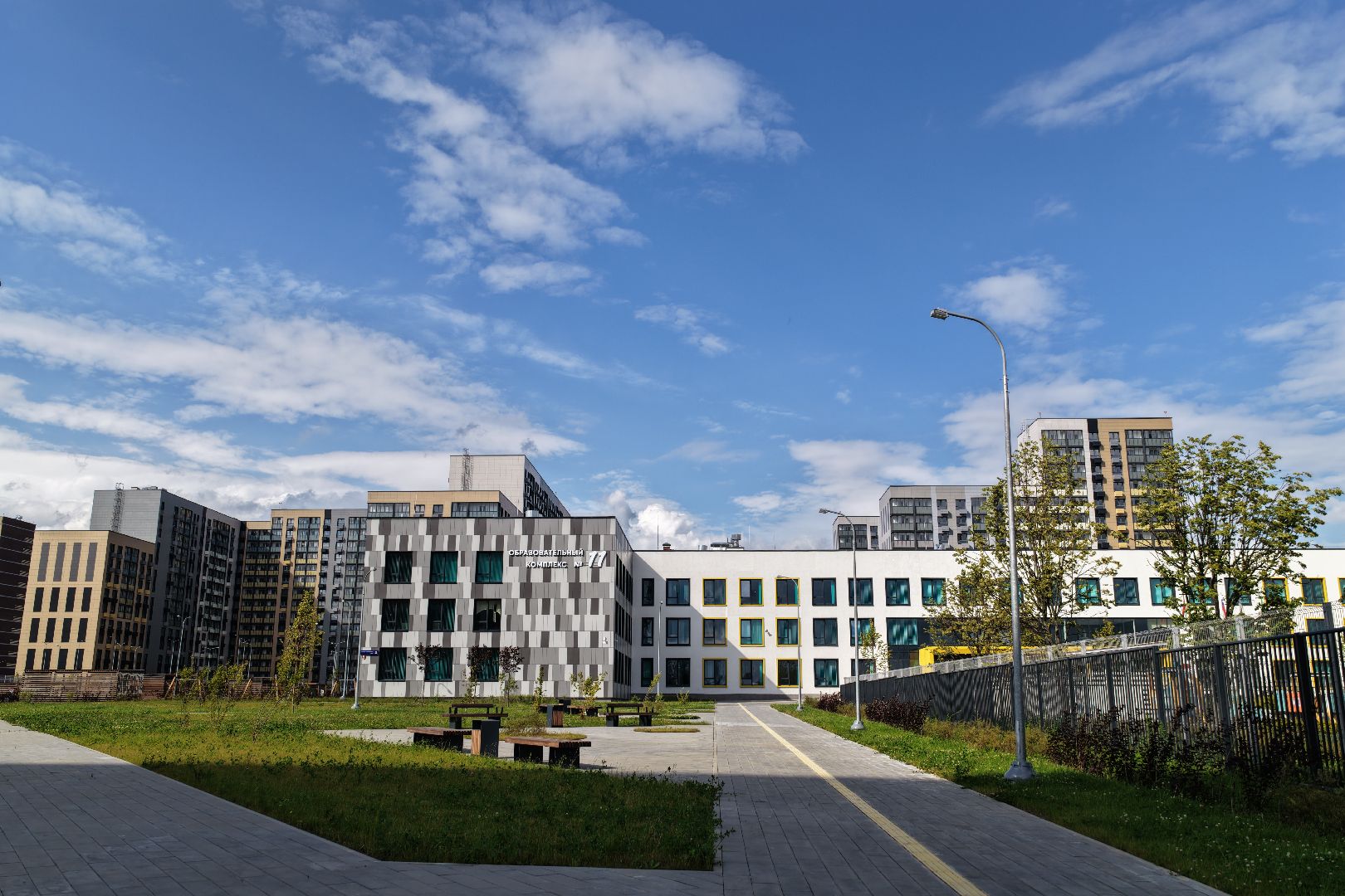 видео с коптера, школа пушкино, новая школа в жк новое пушкино,