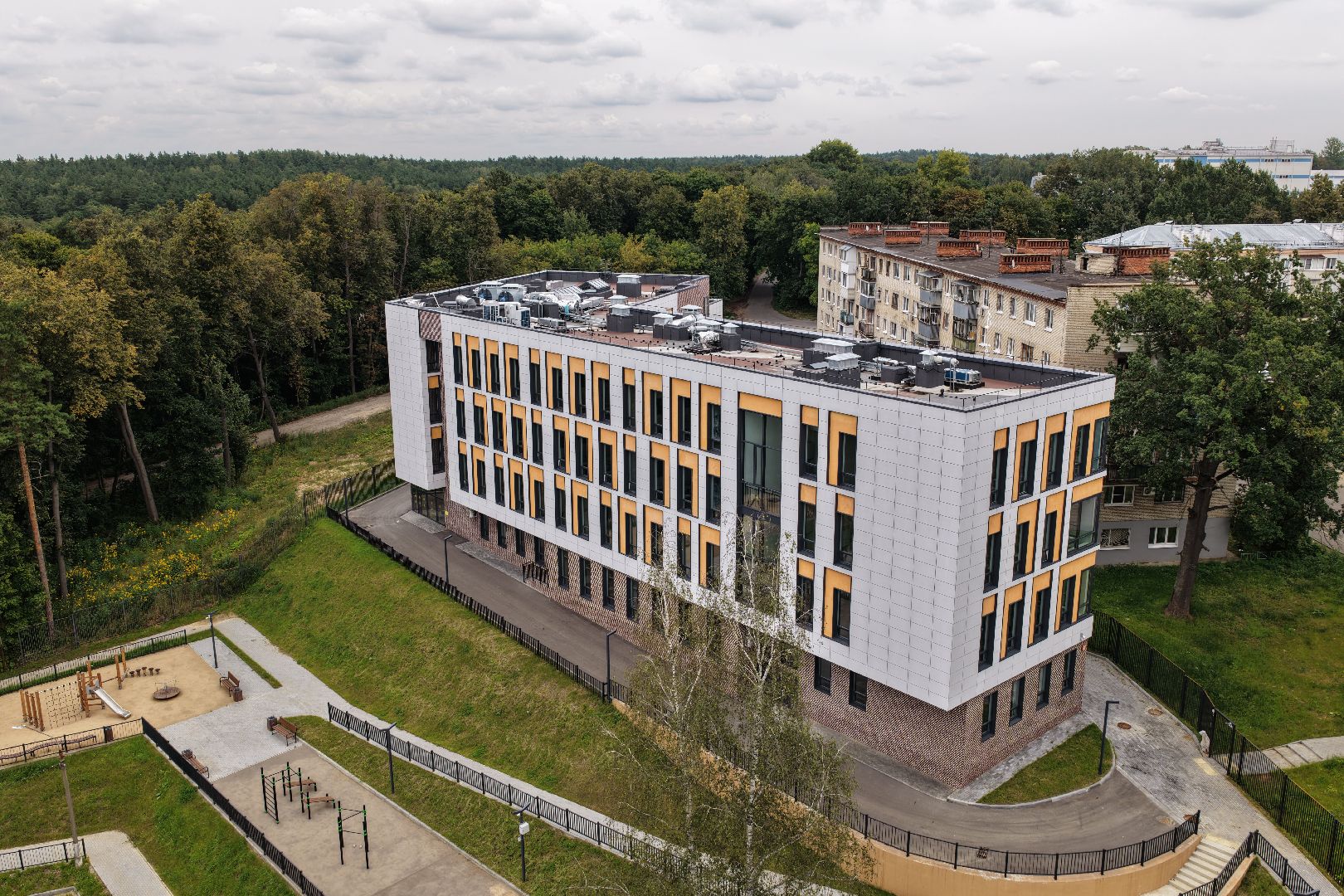 видео с коптера, новая школа в лыткарине,