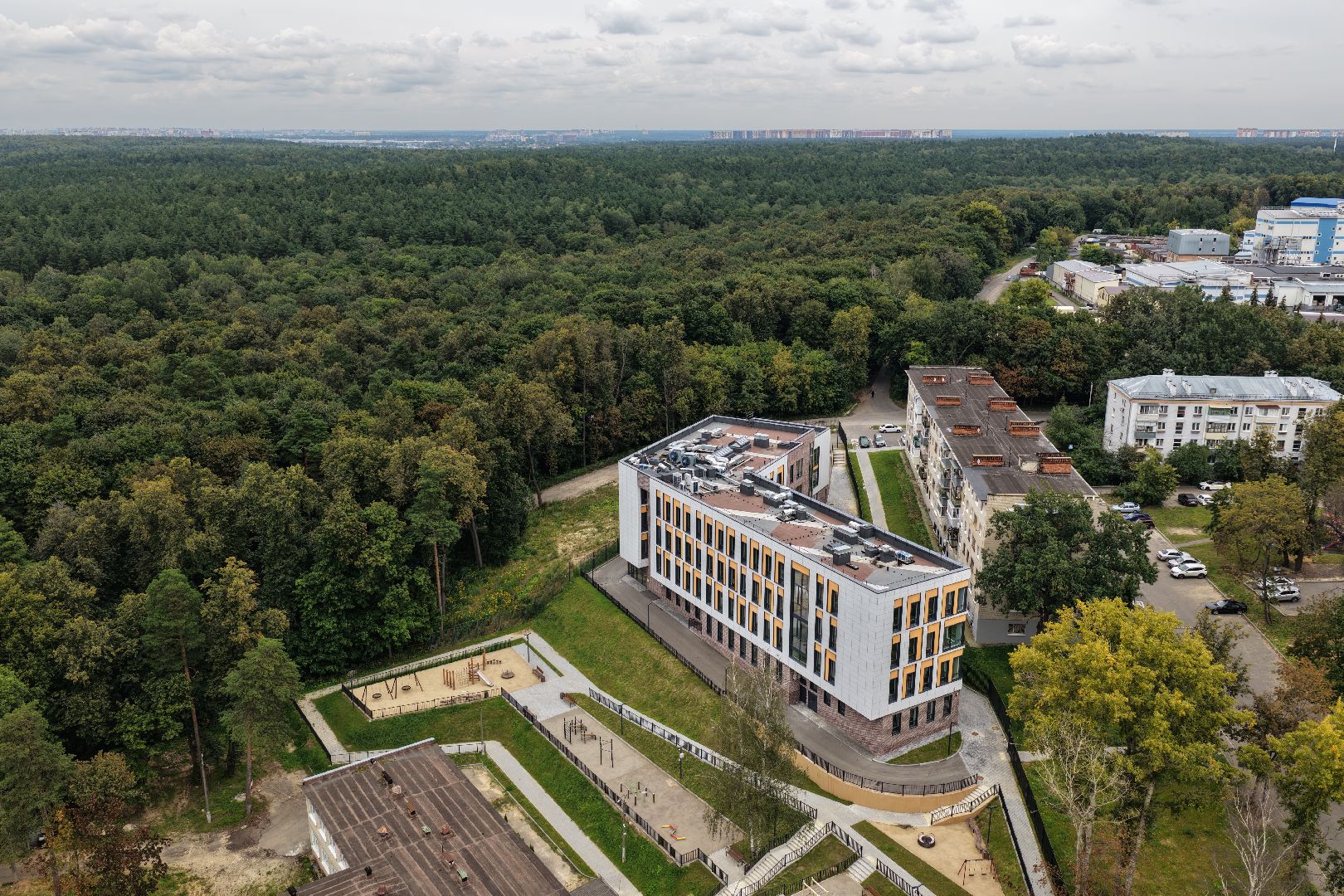 видео с коптера, новая школа в лыткарине,