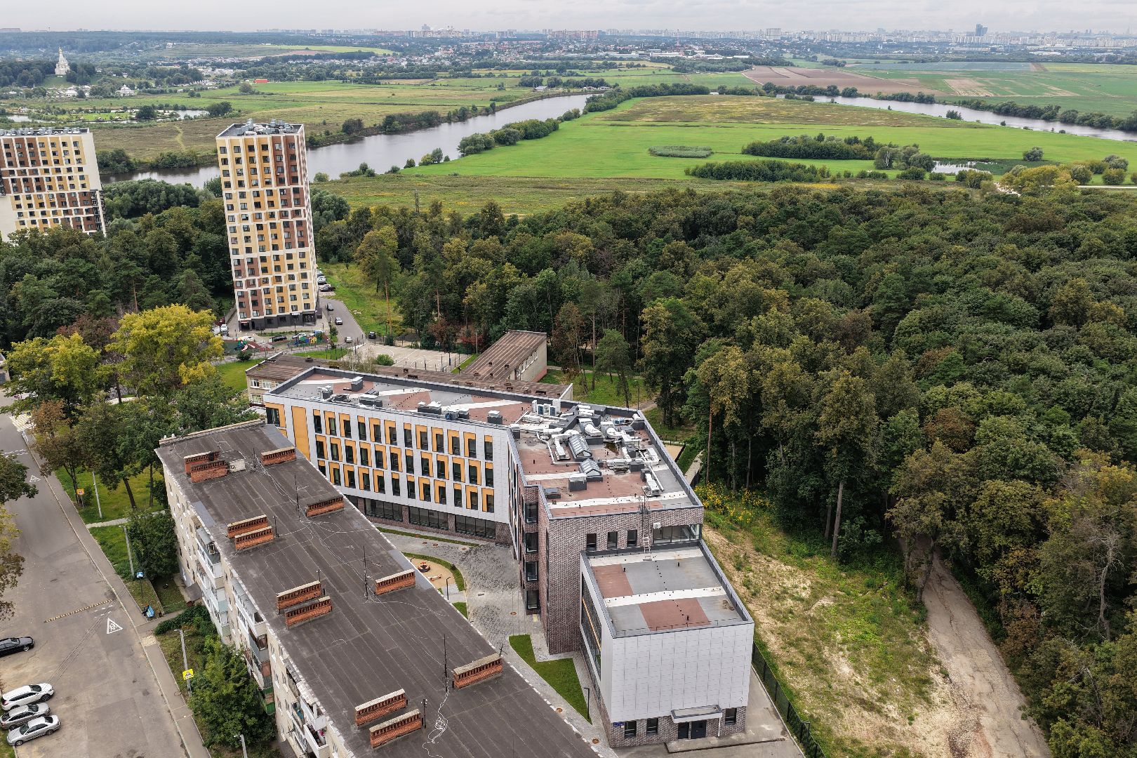 видео с коптера, новая школа в лыткарине,