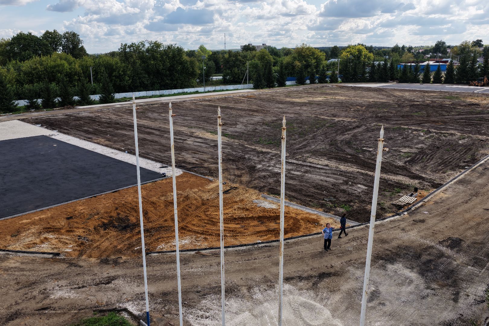 видео с коптера, ремонт стадиона в зарайске,