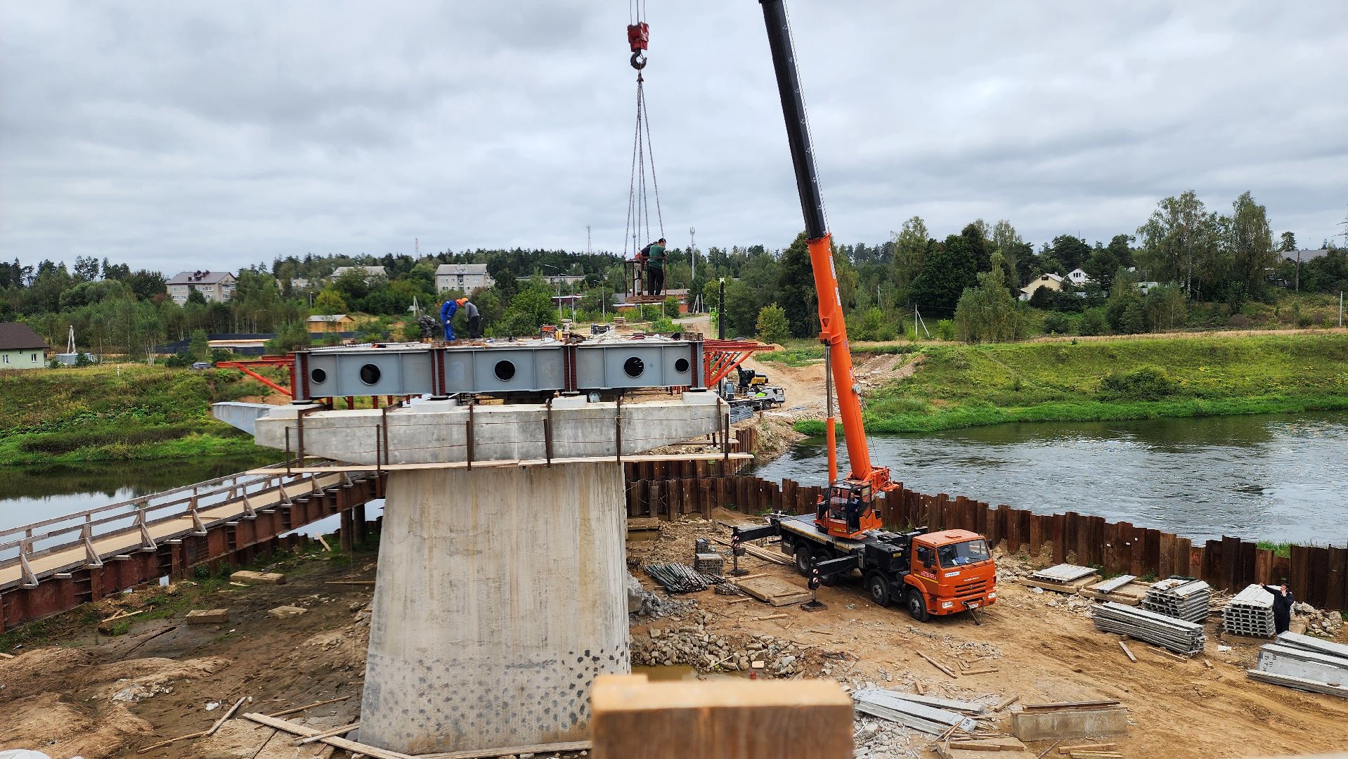 Руза, Поречье, ремонт моста в рузе,