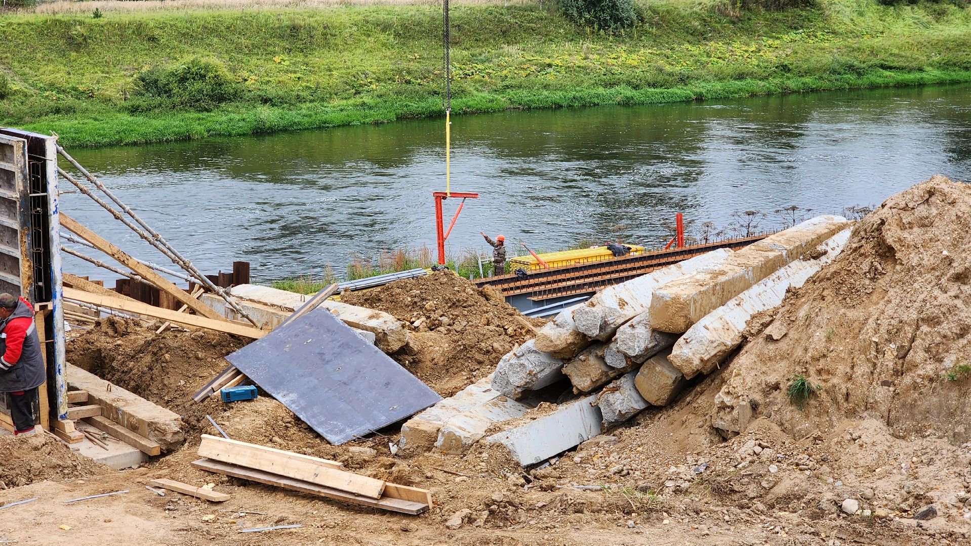 Руза, Поречье, ремонт моста в рузе,