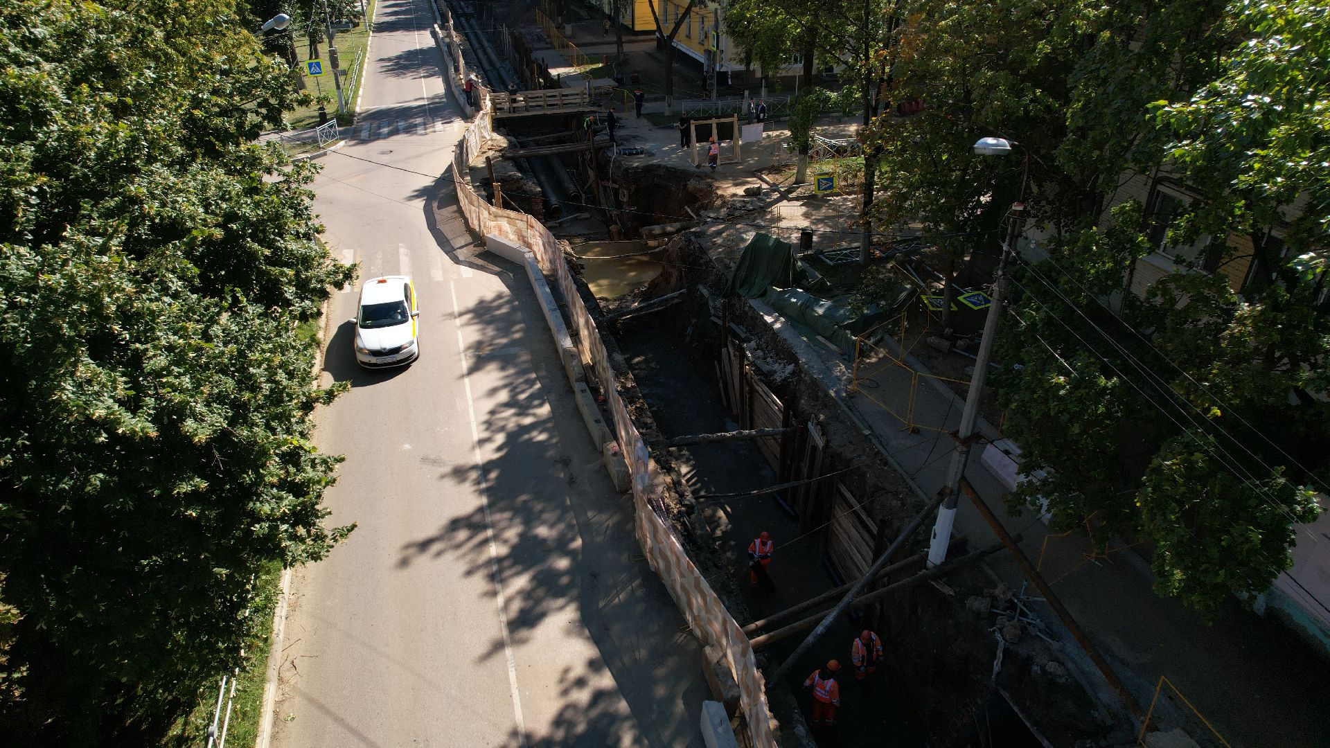 видео с коптера, ремонт теплосетей в ступине,