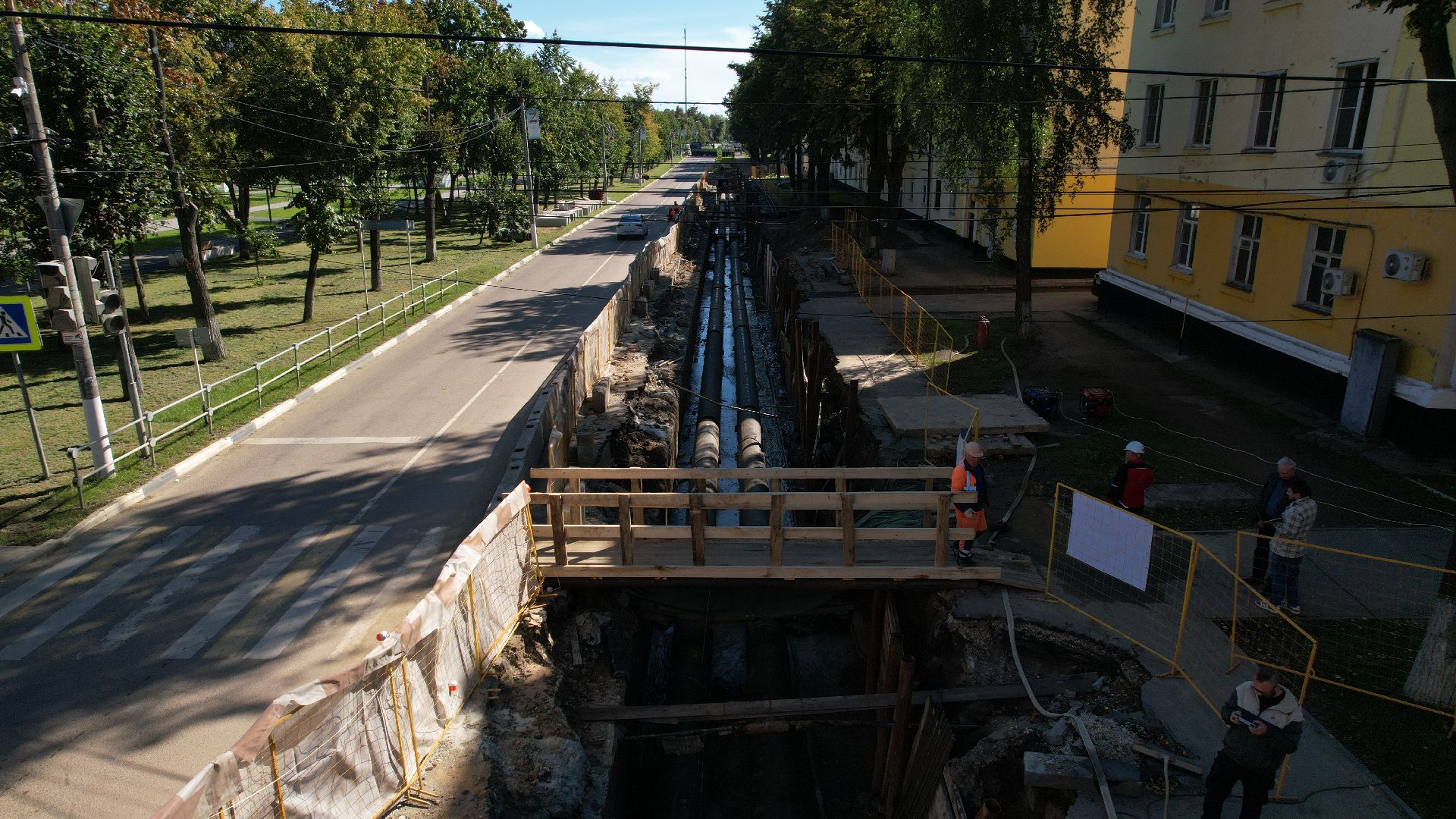 видео с коптера, ремонт теплосетей в ступине,