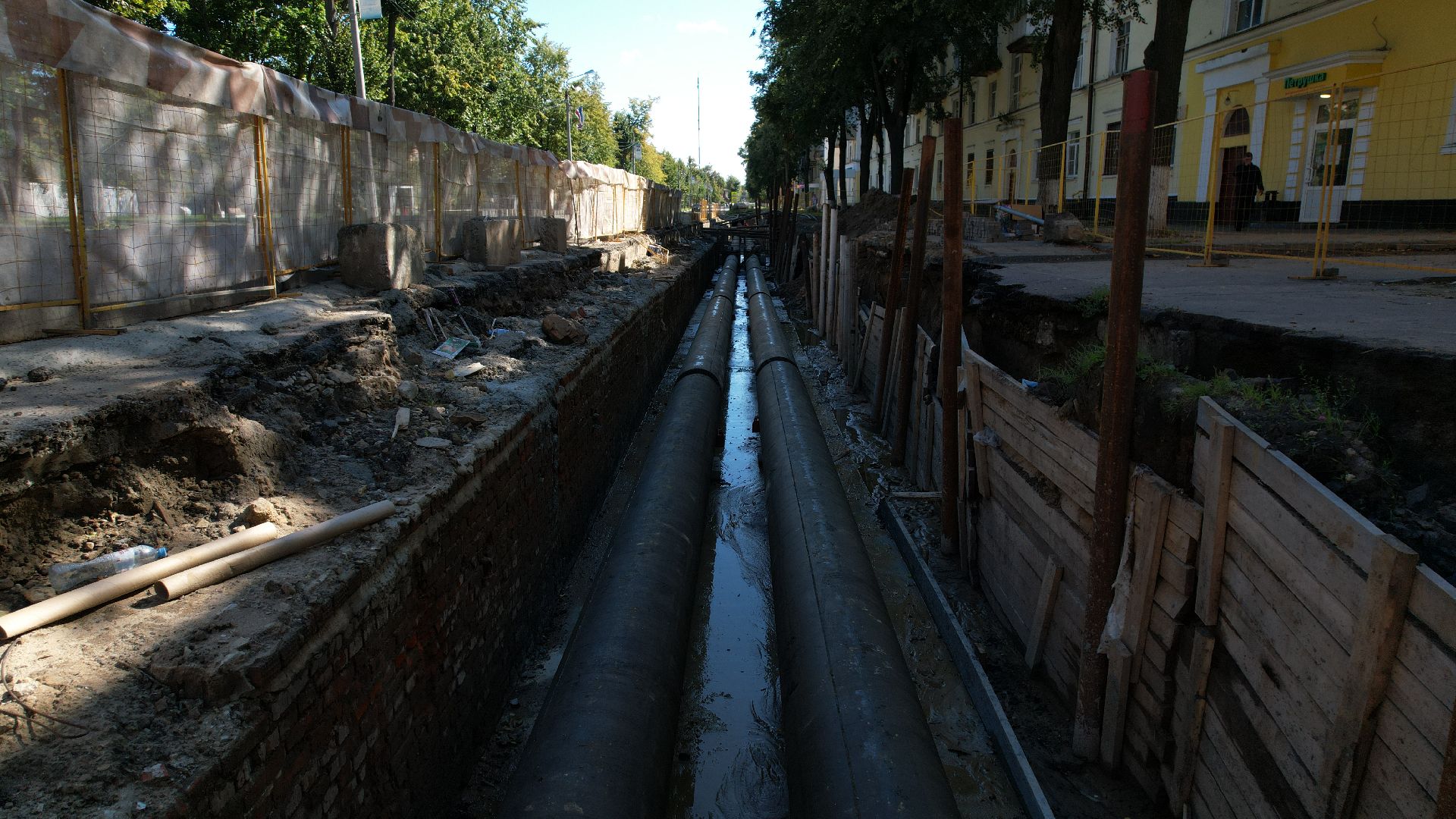 видео с коптера, ремонт теплосетей в ступине,