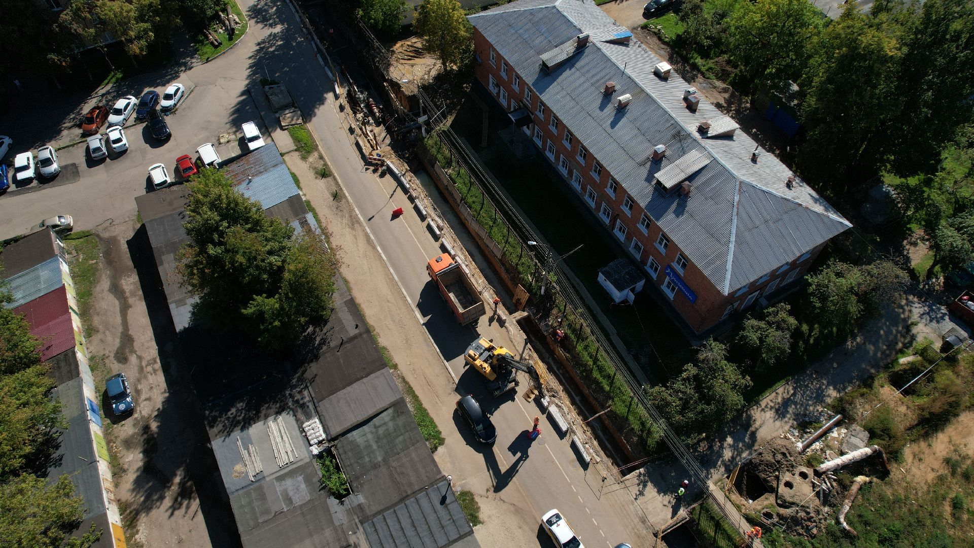 видео с коптера, ремонт теплосетей в ступине,