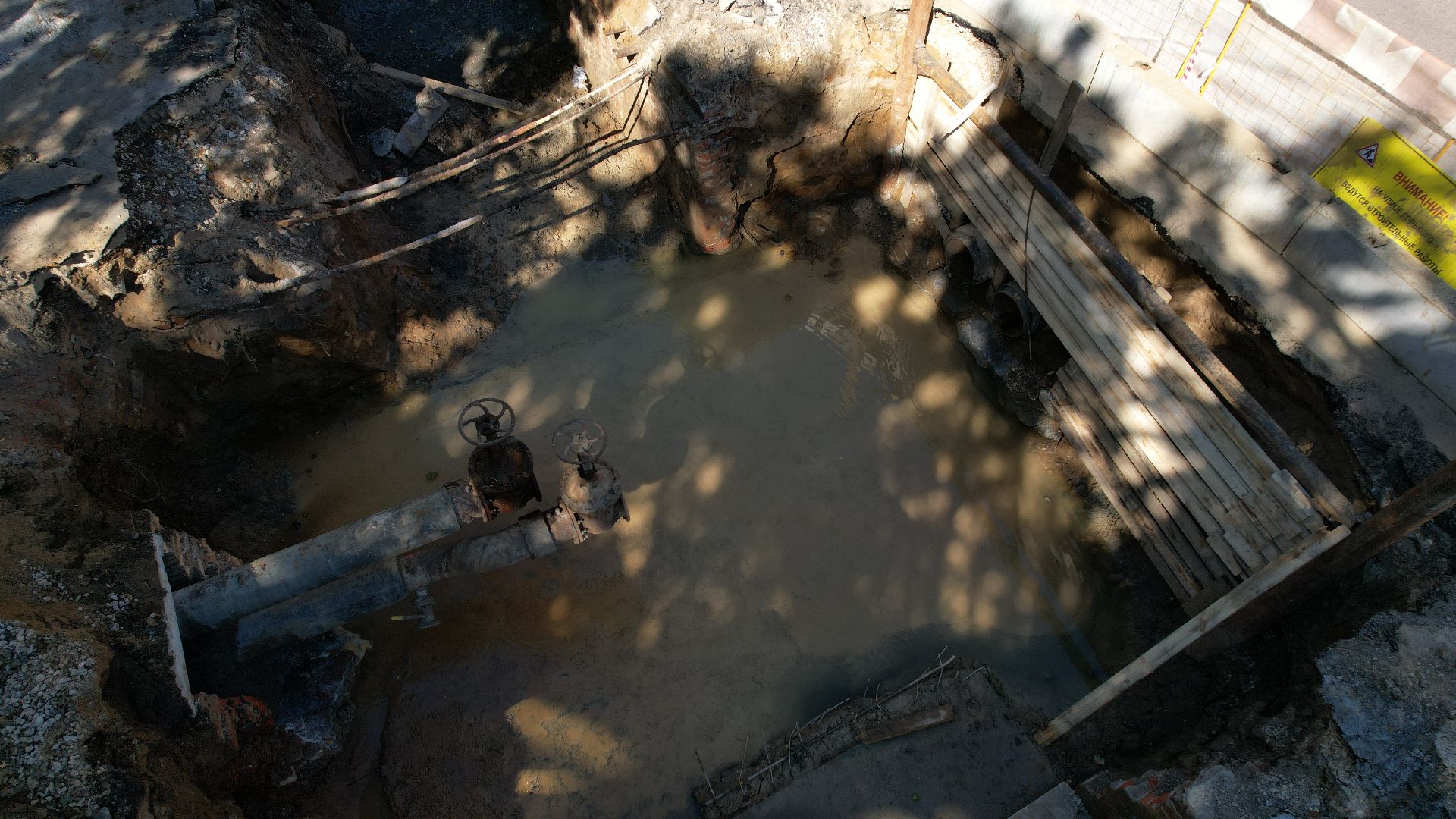 видео с коптера, ремонт теплосетей в ступине,