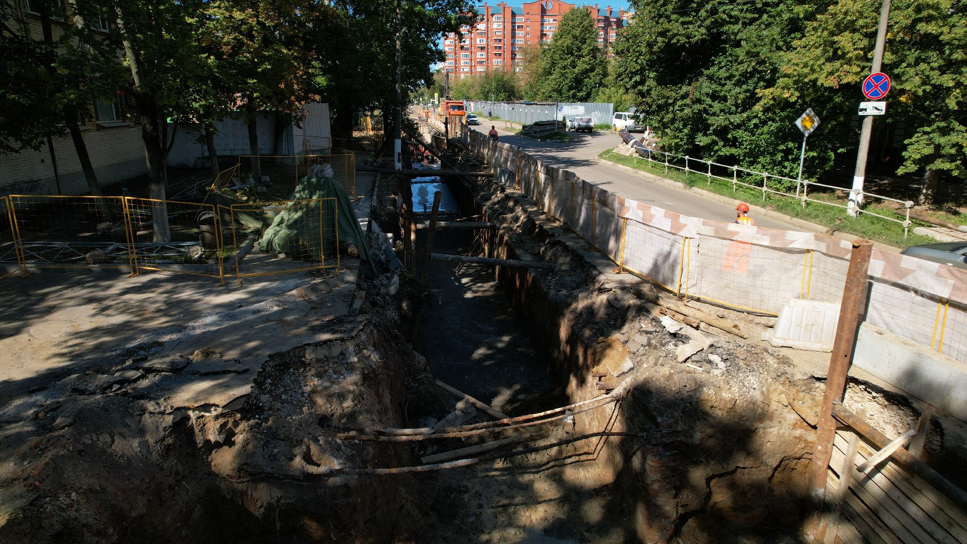 видео с коптера, ремонт теплосетей в ступине,