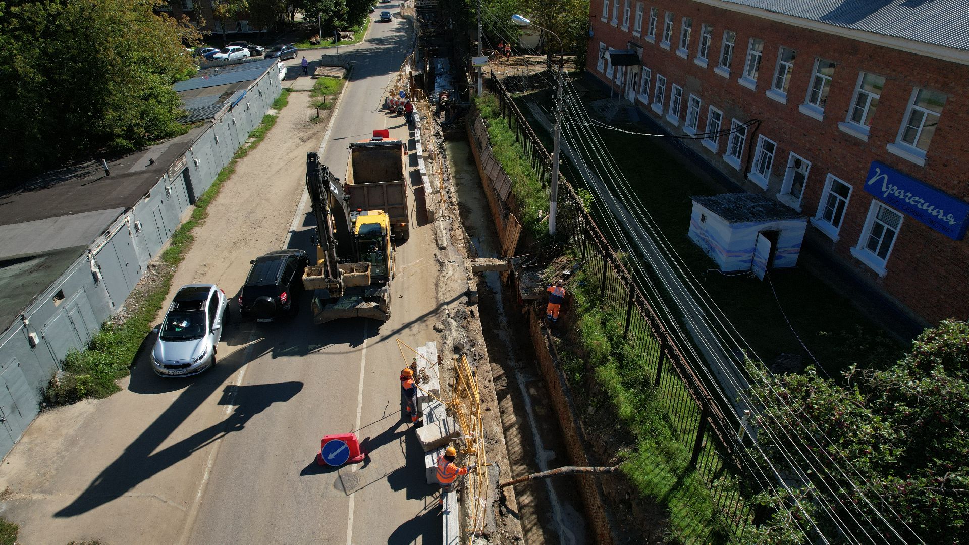 видео с коптера, ремонт теплосетей в ступине,