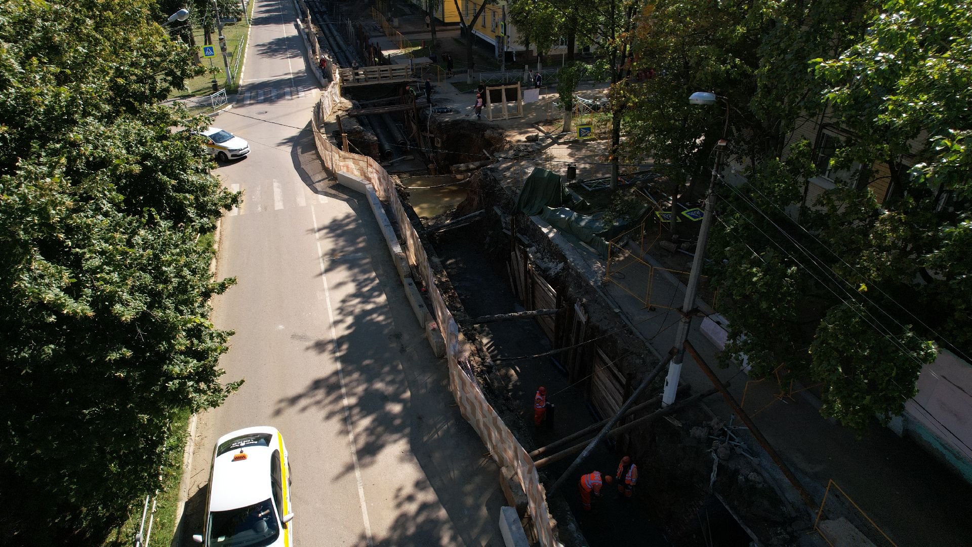 видео с коптера, ремонт теплосетей в ступине,