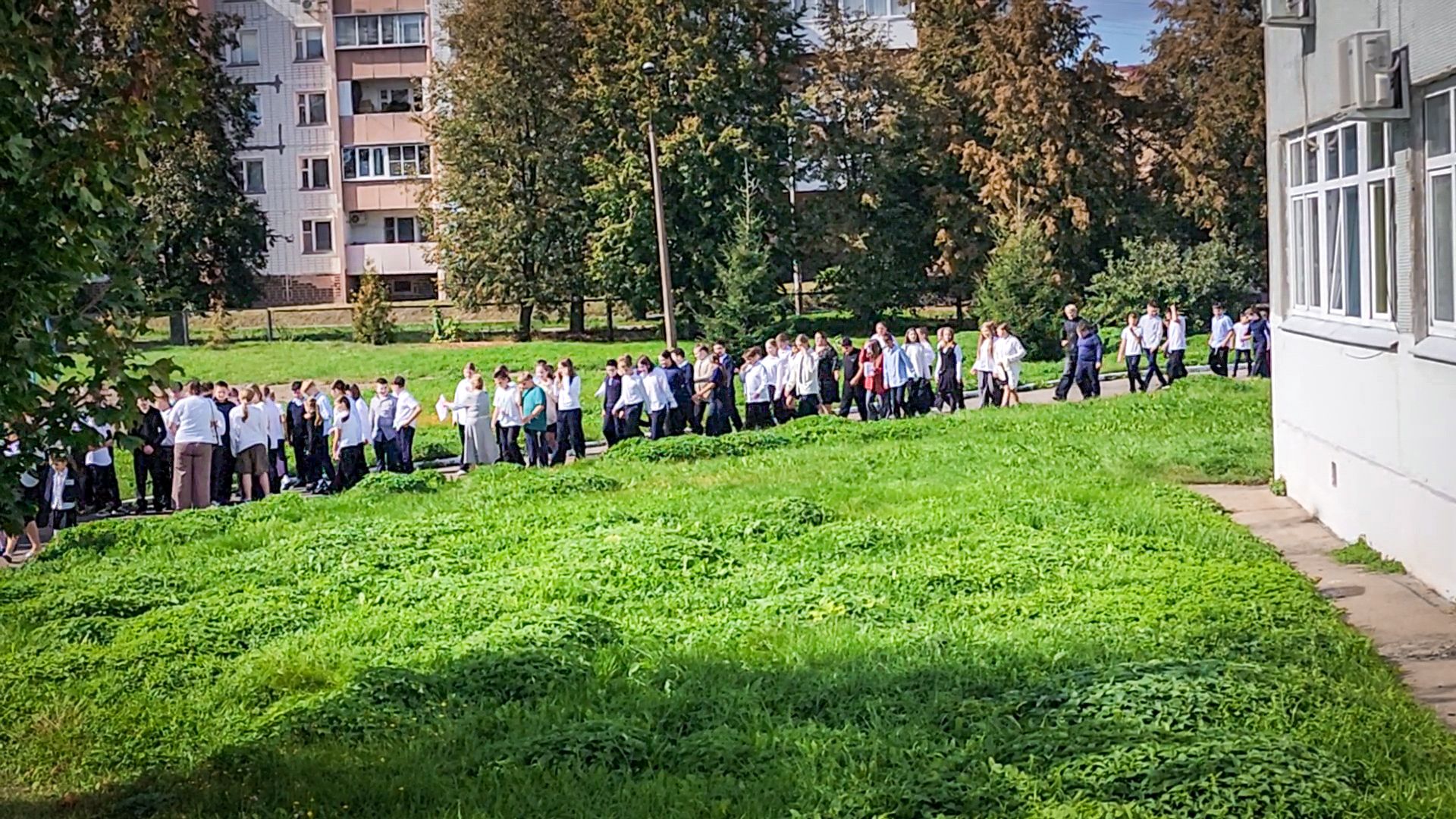 бронницы, пожарная безопасность, учебная пожарная тревога в школе, учебная пожарная эвакуация , дети,