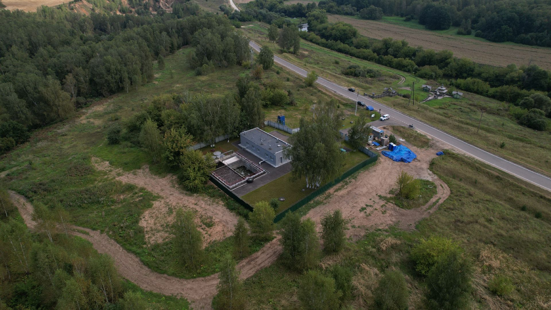 видео с коптера, очистные в зарайске, экология подмосковья,
