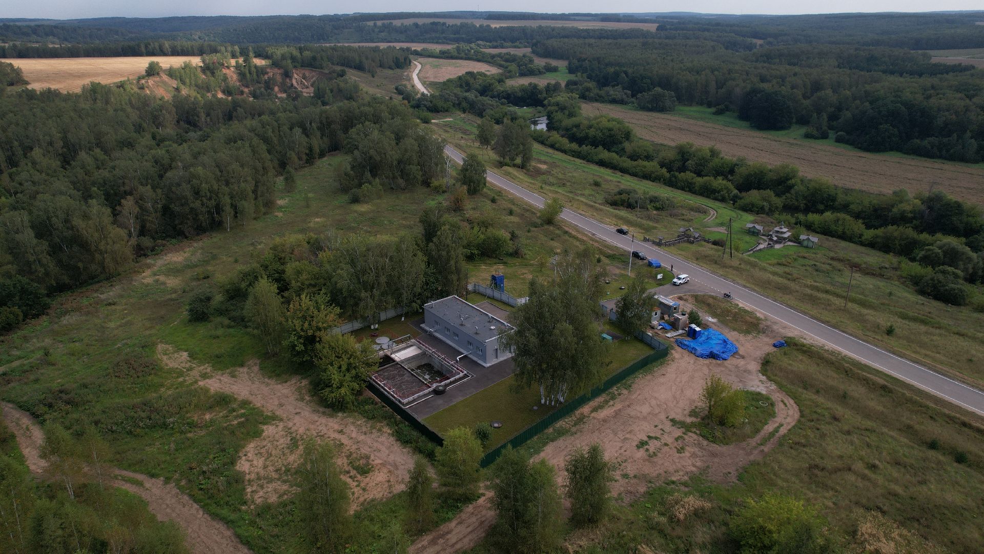 видео с коптера, очистные в зарайске, экология подмосковья,