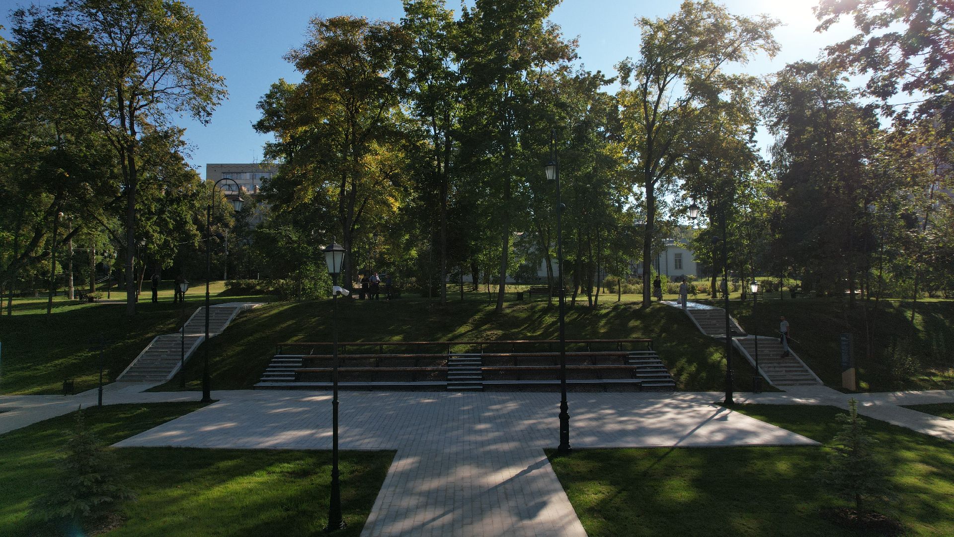 видео с коптера, усадьба лыткарино, новый сквер лыткарино,