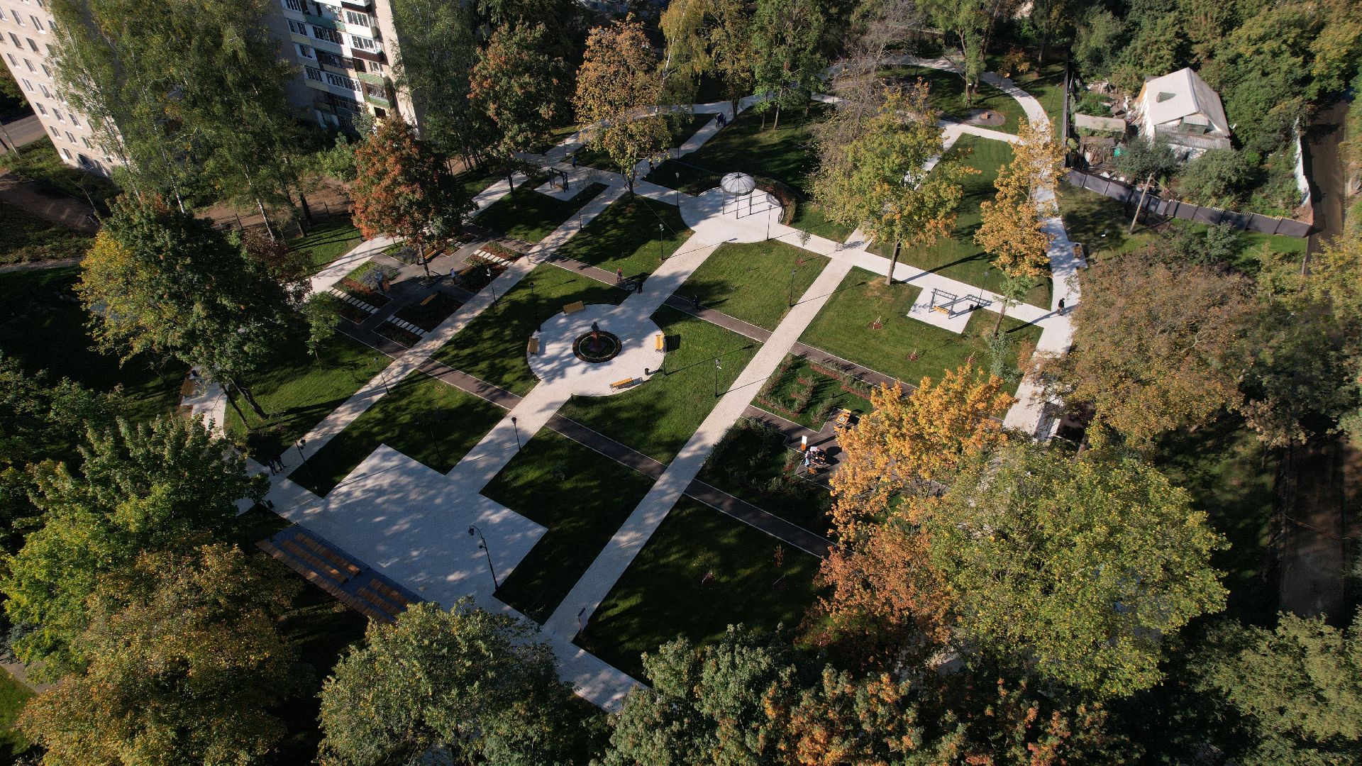 видео с коптера, усадьба лыткарино, новый сквер лыткарино,