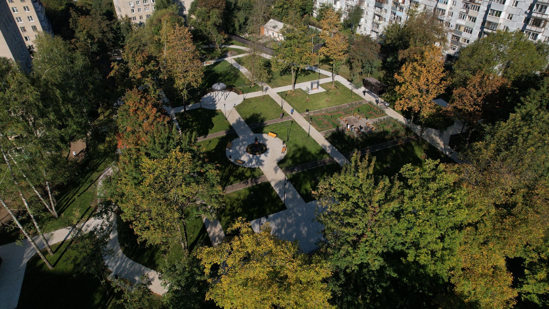 видео с коптера, усадьба лыткарино, новый сквер лыткарино,