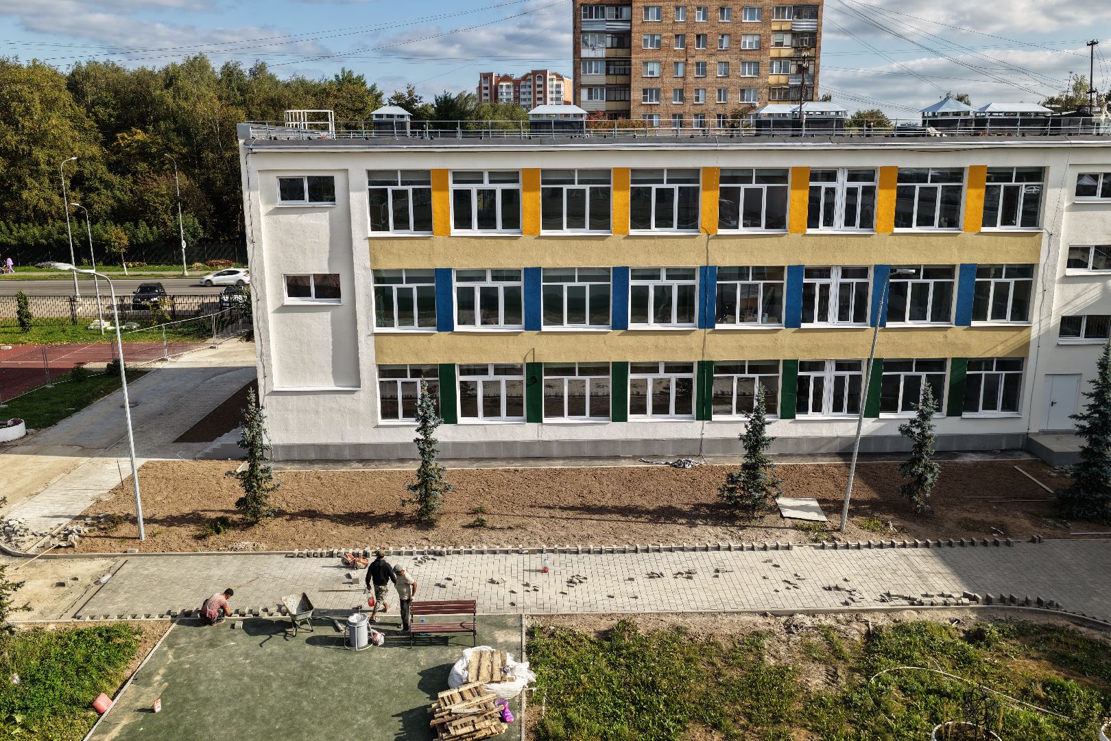 видео с коптера, школа 9 в серпухове,