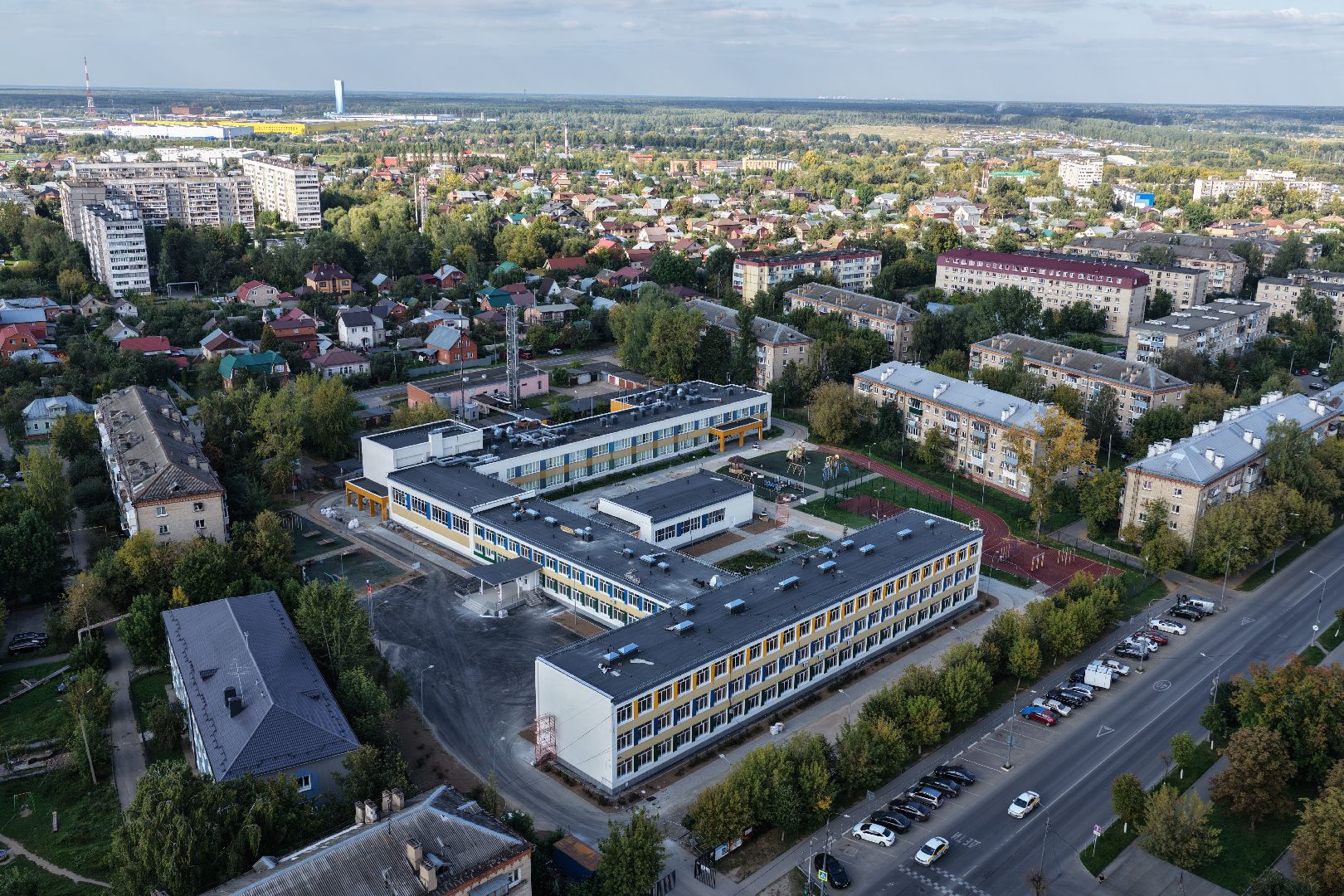 видео с коптера, школа 9 в серпухове,