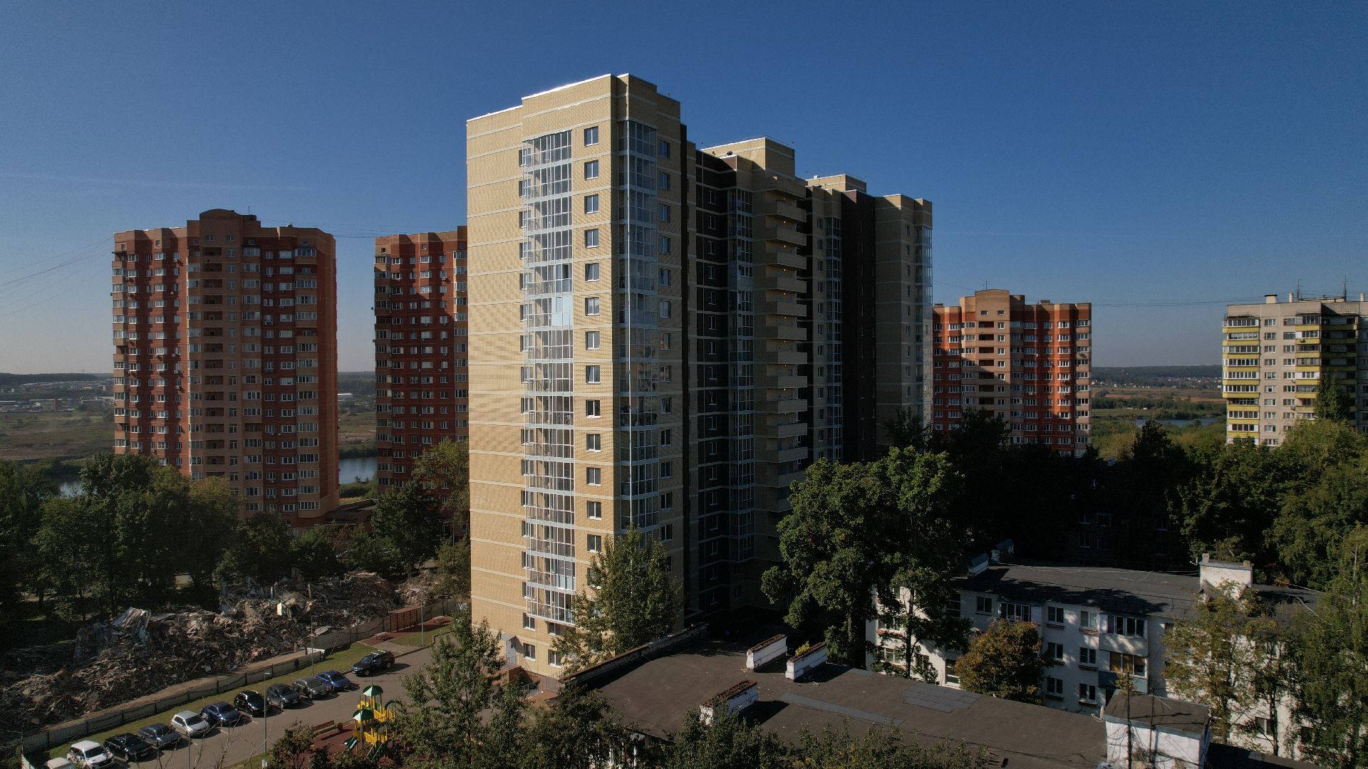 видео с коптера, новостройка в лыткарине,