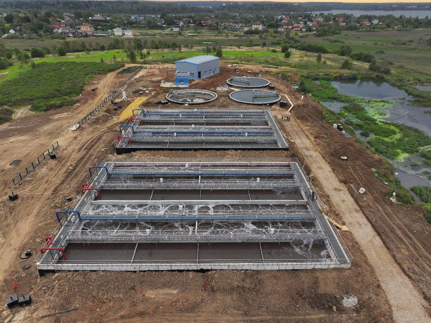 видео с коптера, очистные в солнечногорске,