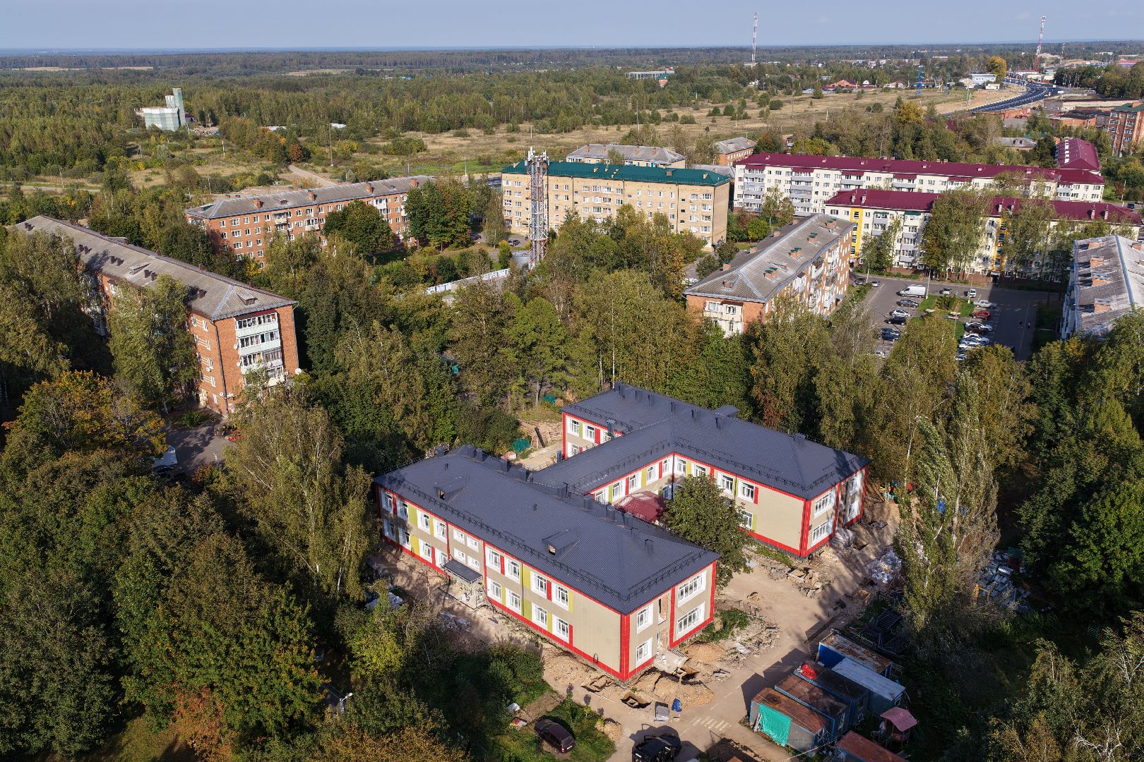 видео с коптера, детский сад малыш,