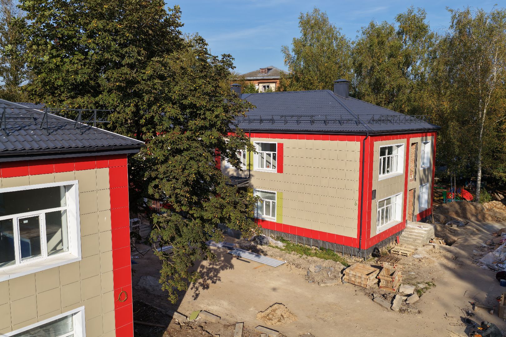 видео с коптера, детский сад малыш,