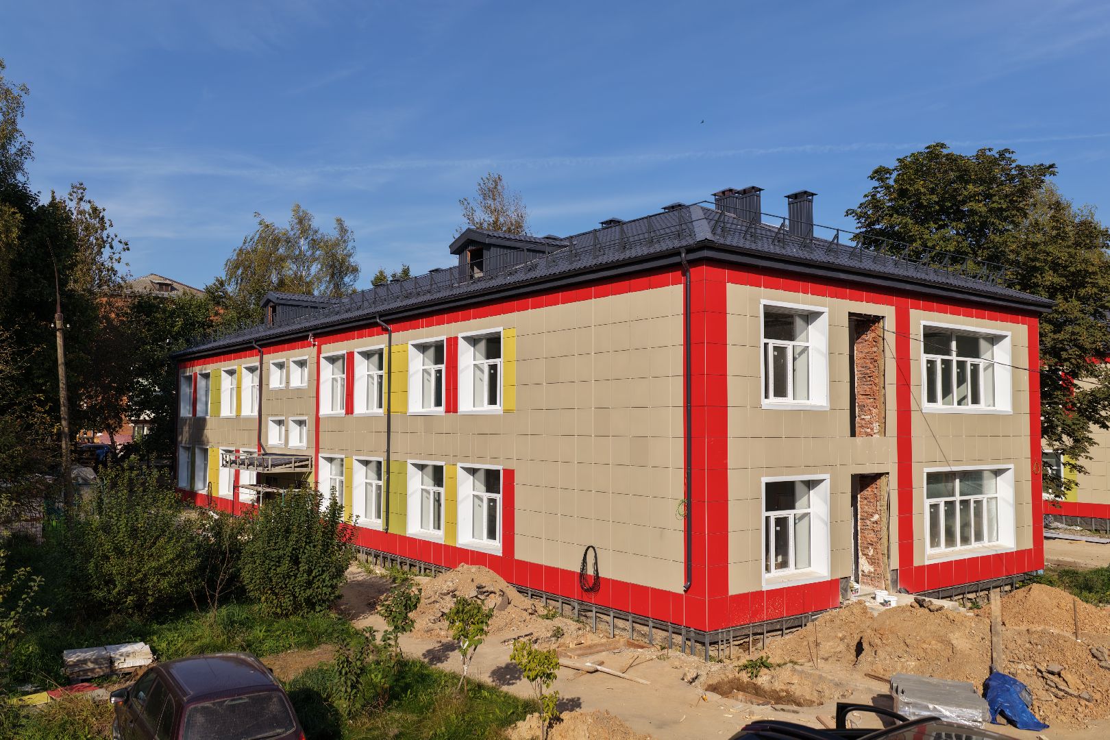 видео с коптера, детский сад малыш,