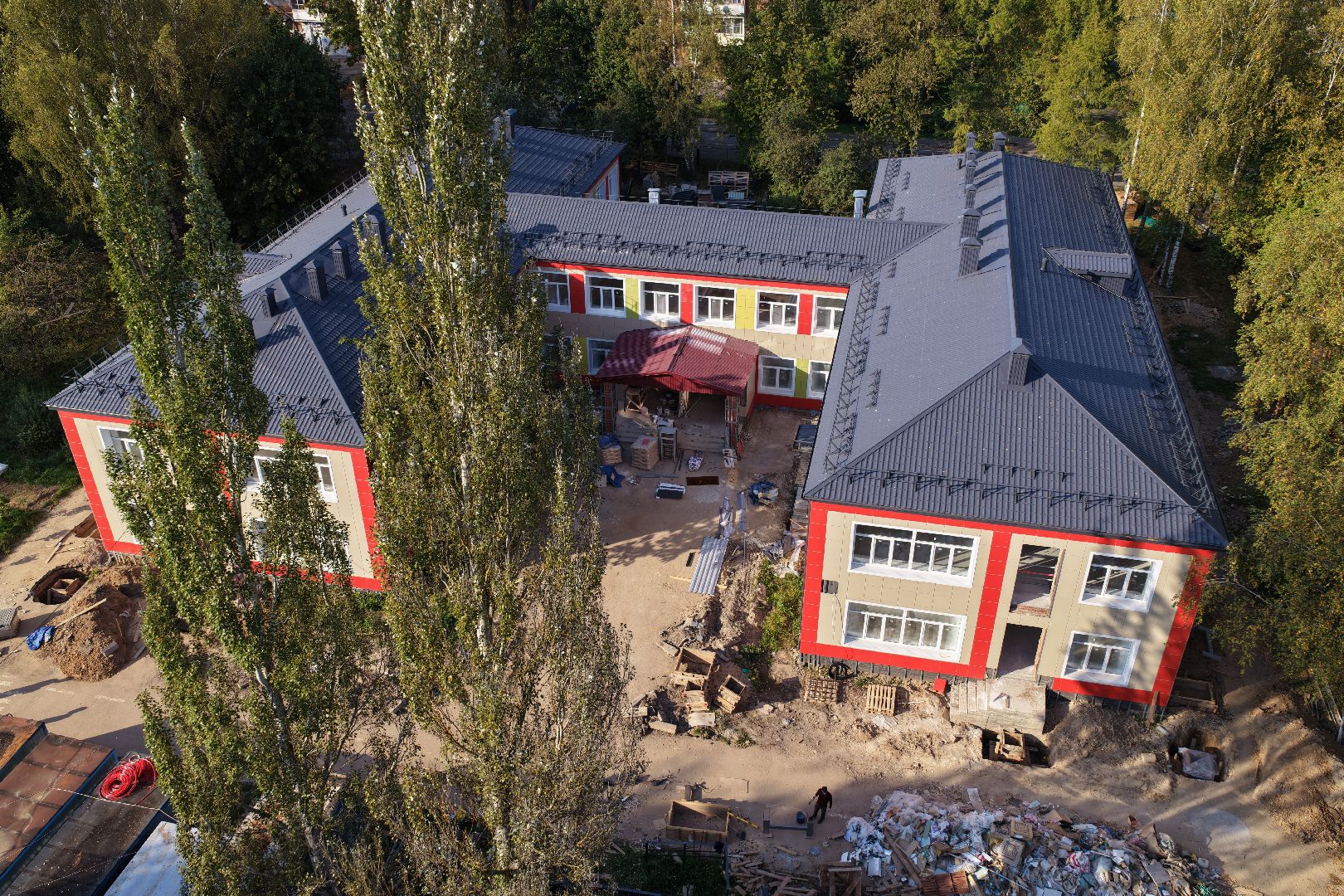 видео с коптера, детский сад малыш,