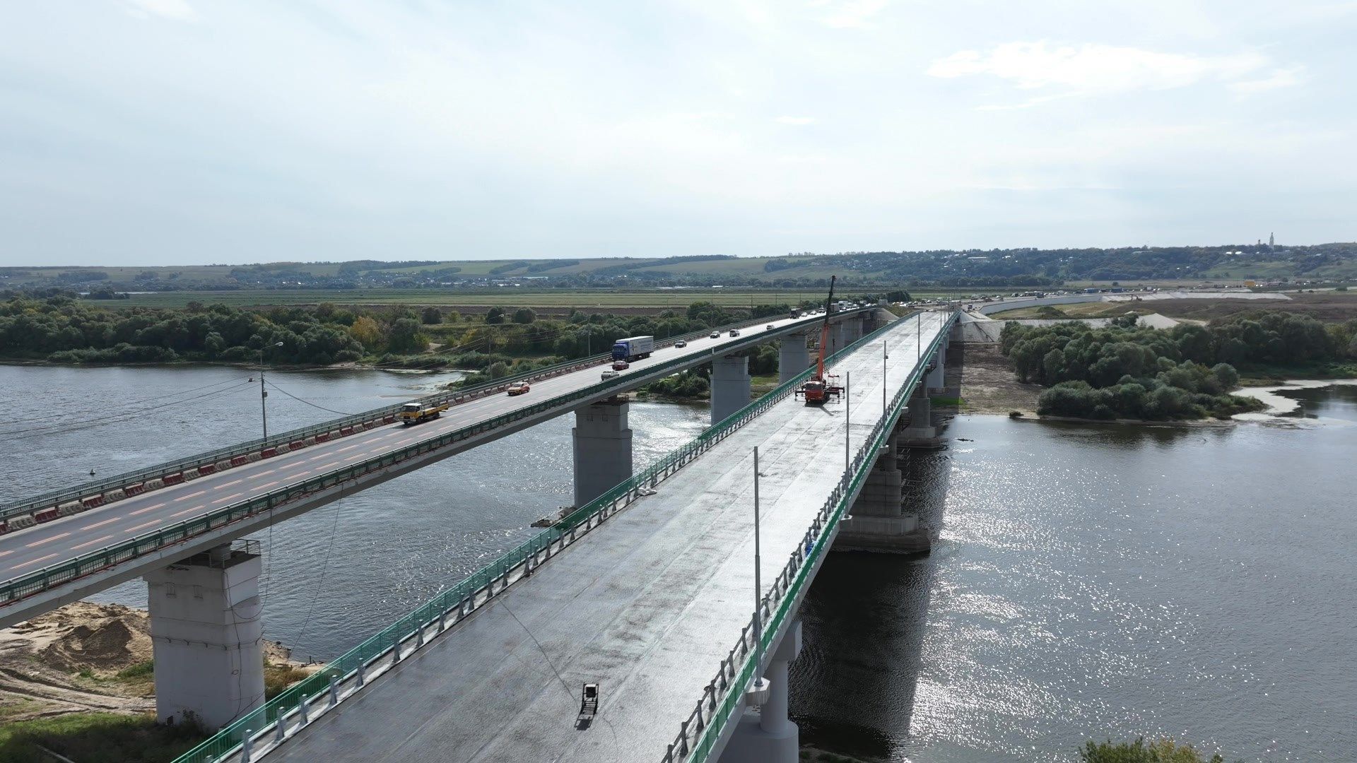 видео с коптера, мост через оку, мост в серпухове,