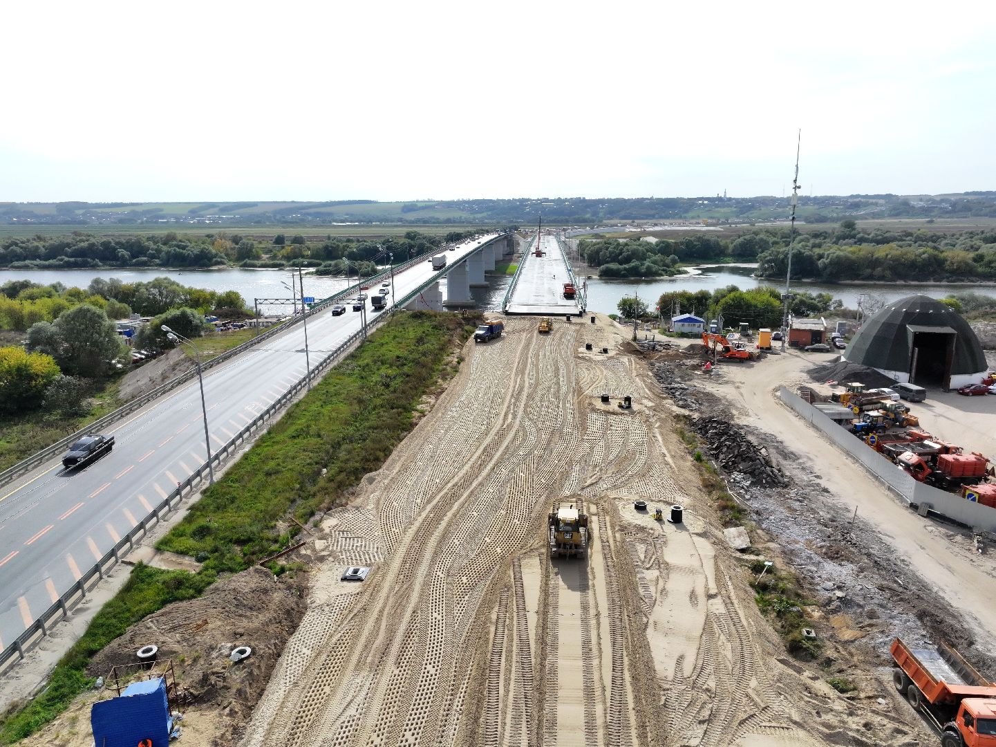 видео с коптера, мост через оку, мост в серпухове,