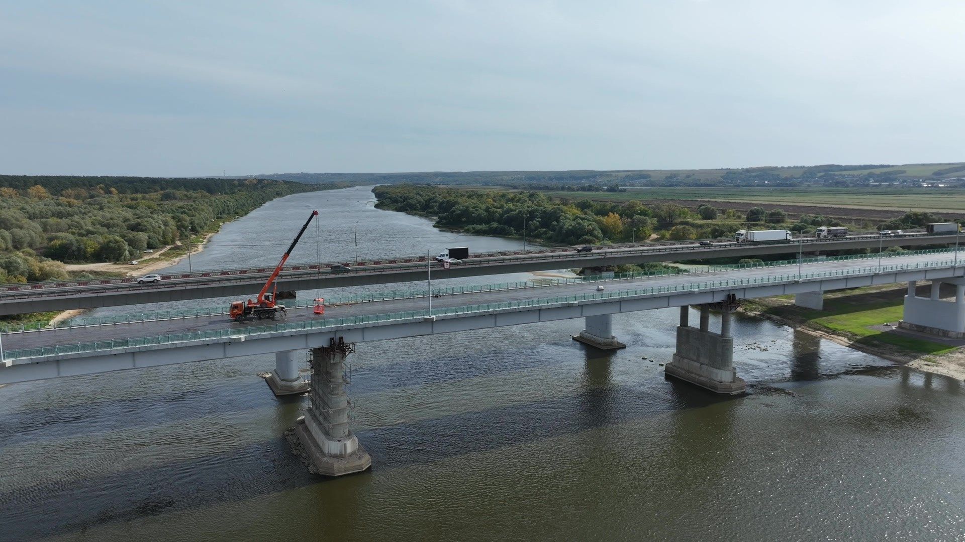 видео с коптера, мост через оку, мост в серпухове,