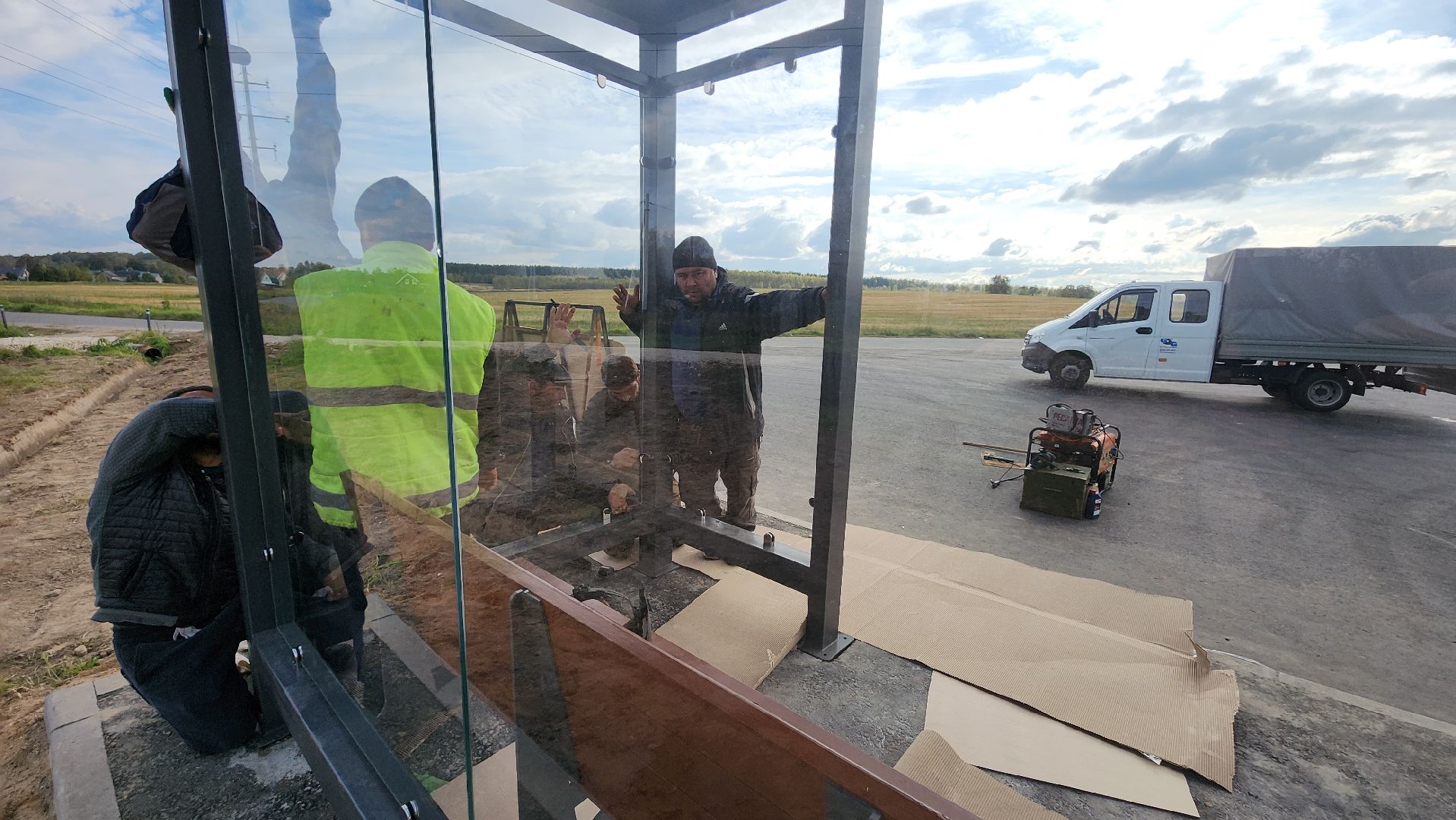 чехов, остановочный павильон, благоустройство,