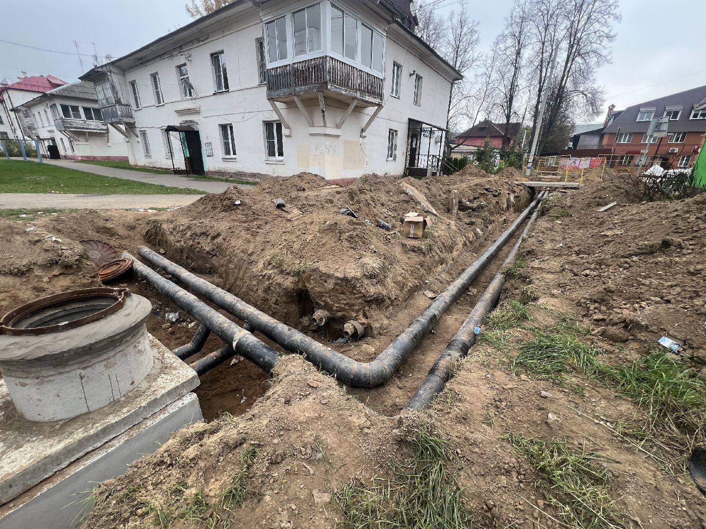 Благоустройство запрудня, теплотрасса,