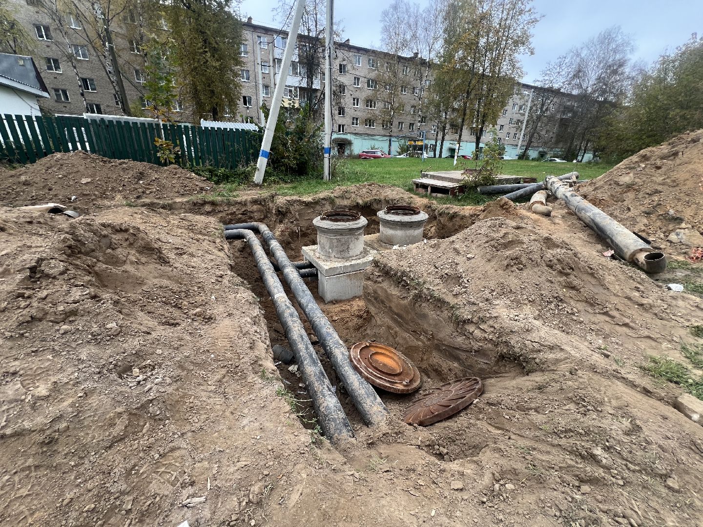 Благоустройство запрудня, теплотрасса,