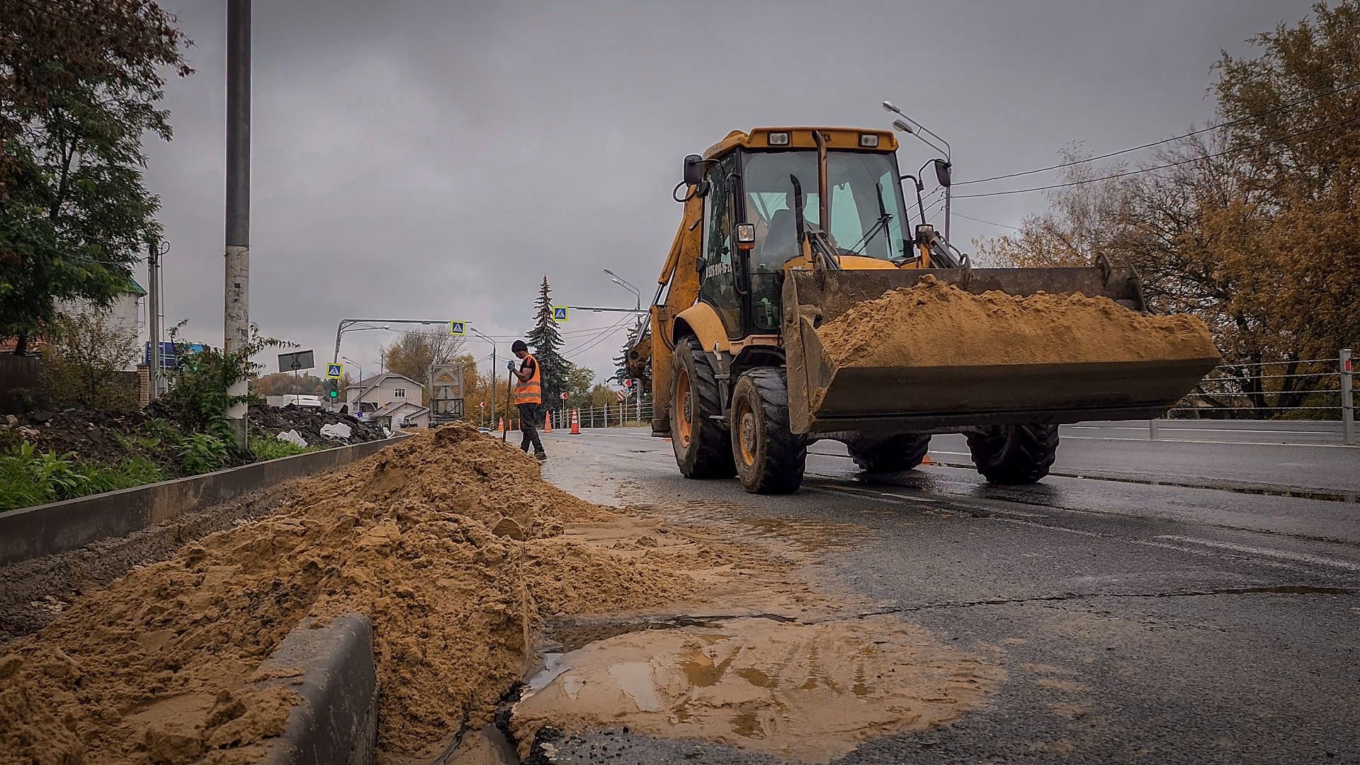 строительство тротуара в кривцах, новый тротуар в кривцах, пешеходная дорожка, раменскмй округ,