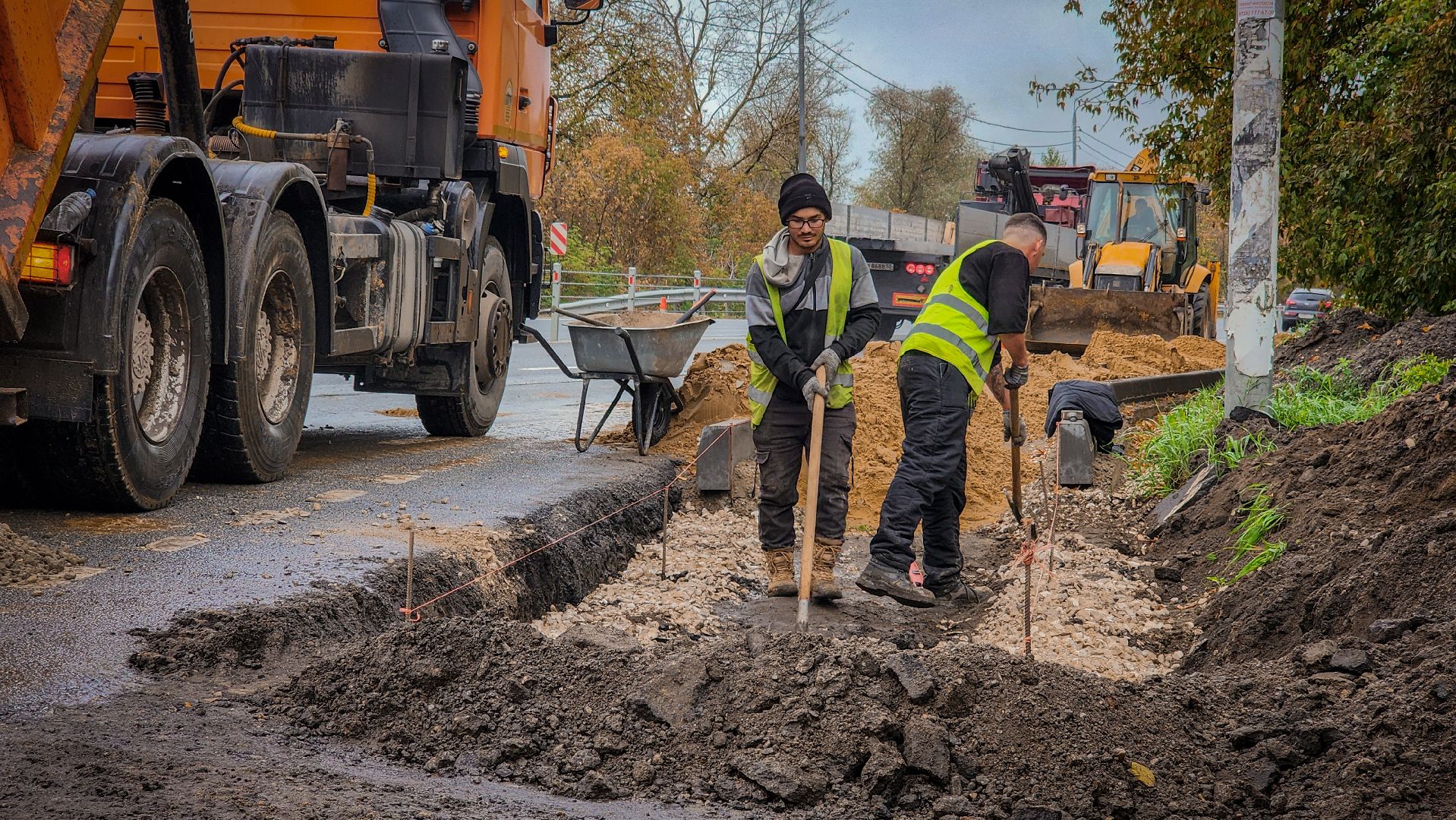 строительство тротуара в кривцах, новый тротуар в кривцах, пешеходная дорожка, раменскмй округ,