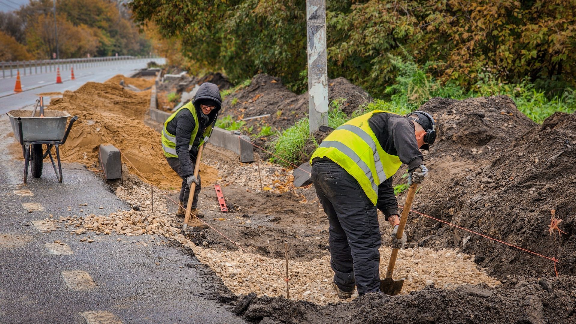 строительство тротуара в кривцах, новый тротуар в кривцах, пешеходная дорожка, раменскмй округ,
