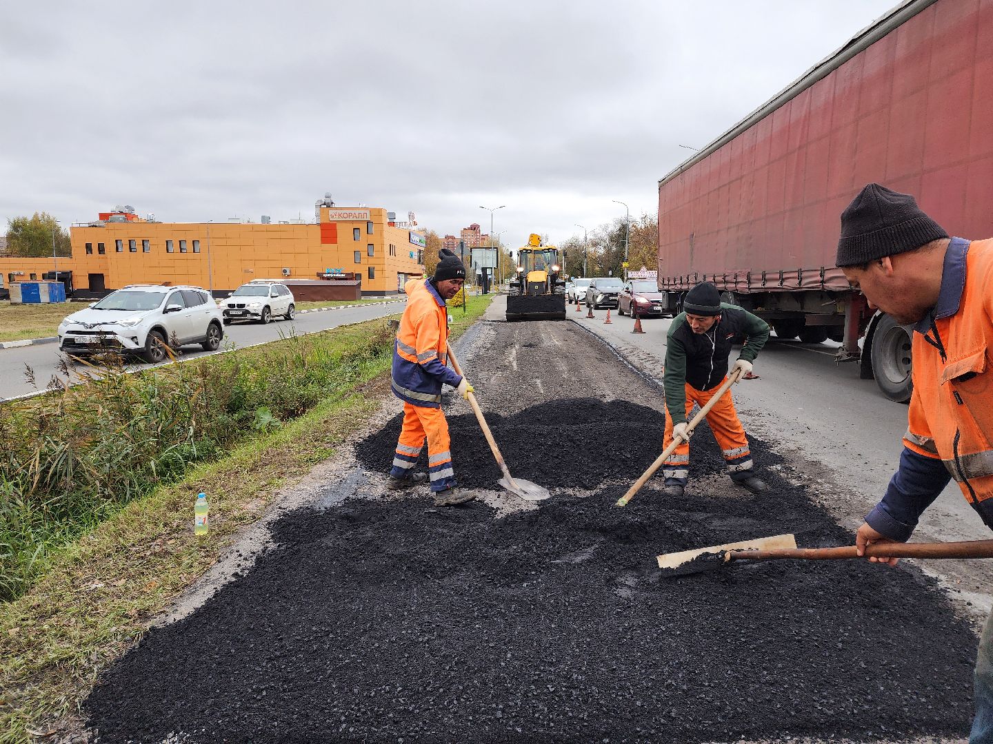 раменское, дороги, ямочный ремонт на донинском шоссе,