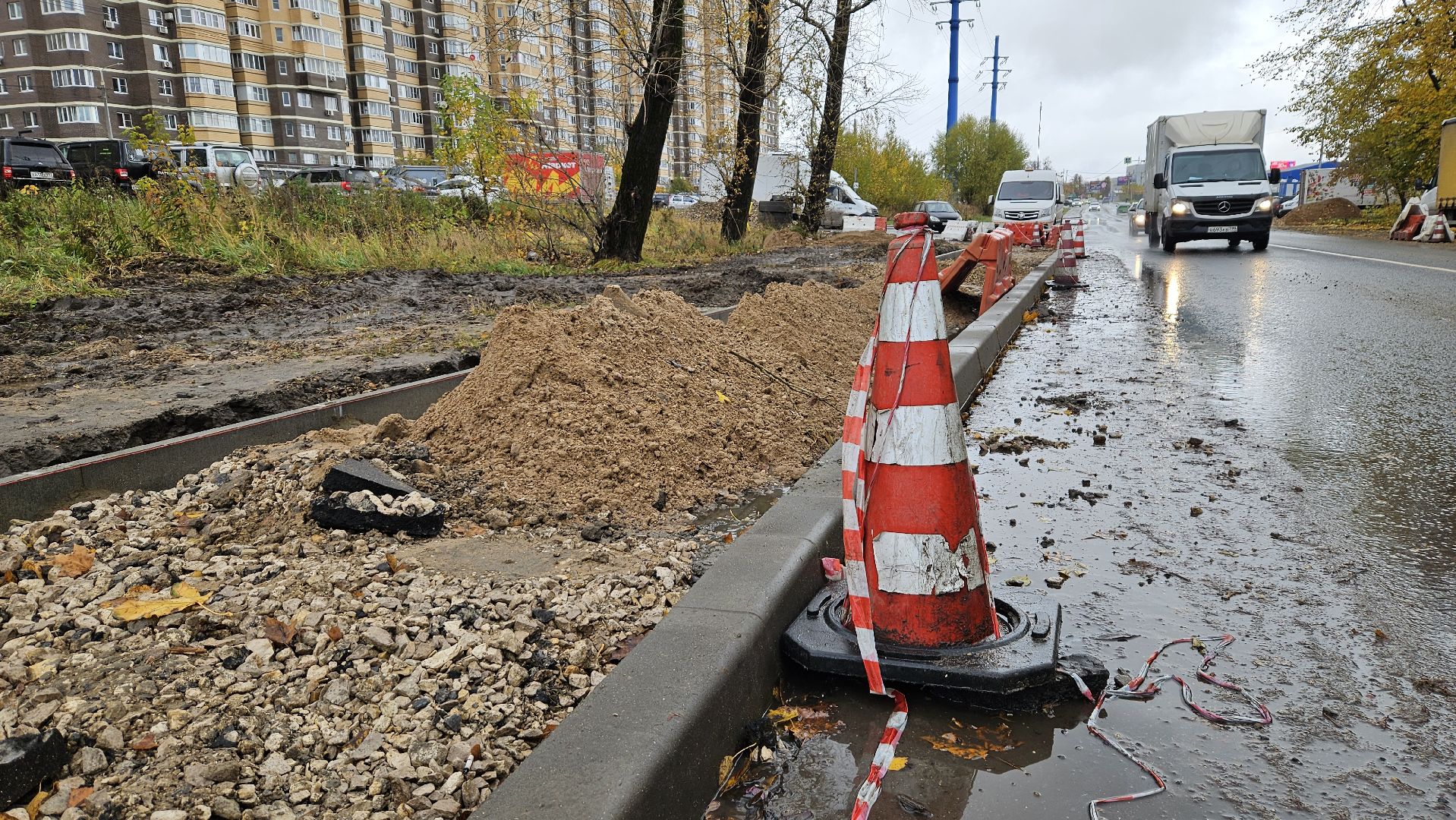 долгопрудный, новые водники, автобусная остановка, пешеходный переход, строительство, благоустройство,