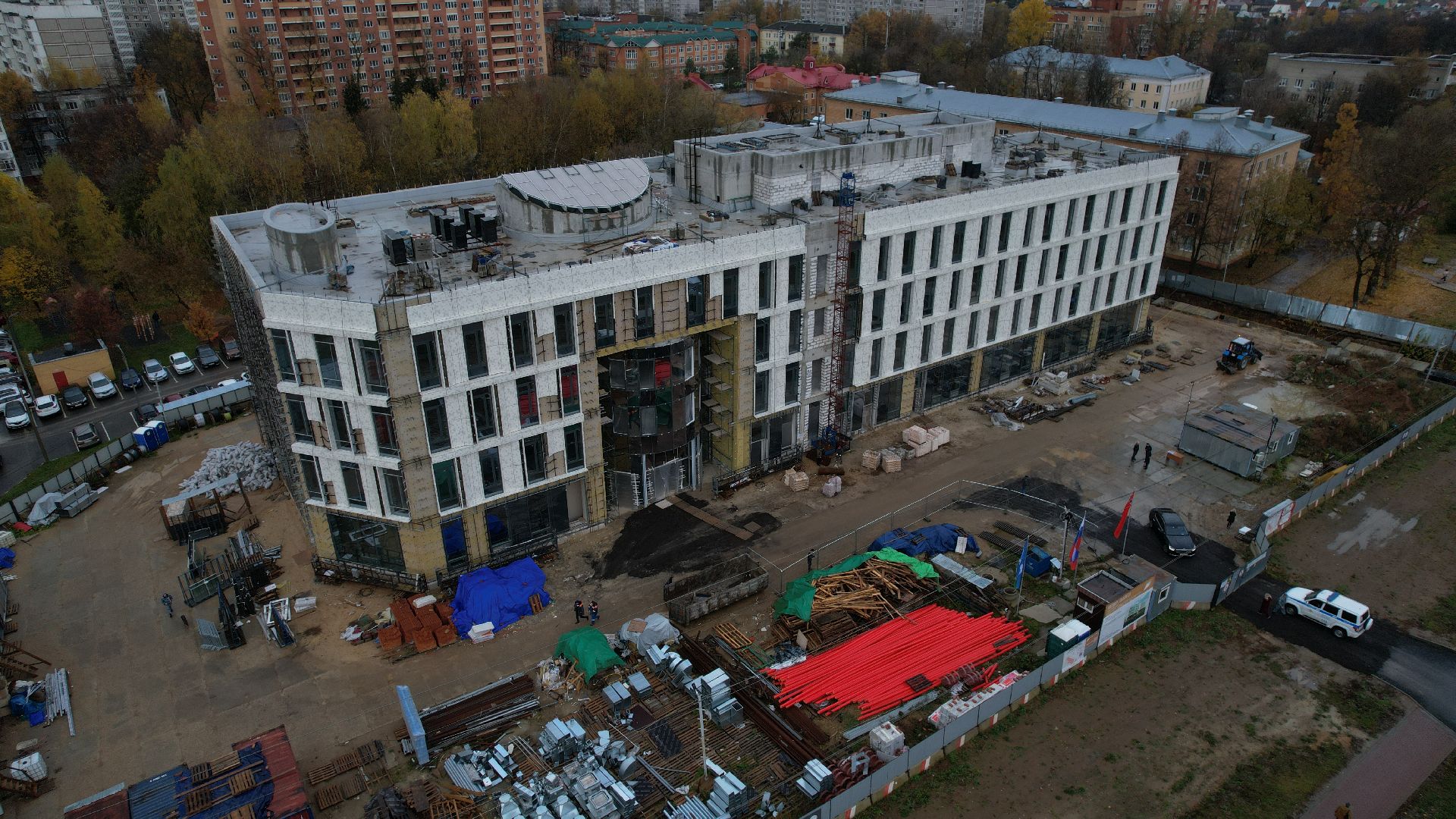 видео с коптера, детская поликлиника чехов,